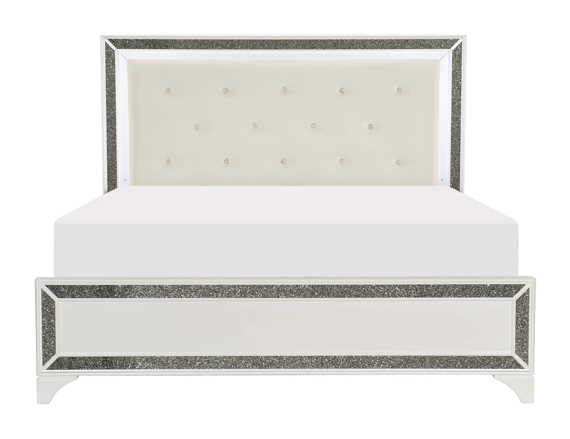 Salon Tufted Leatherette Bedroom Set w/ LED Lighting