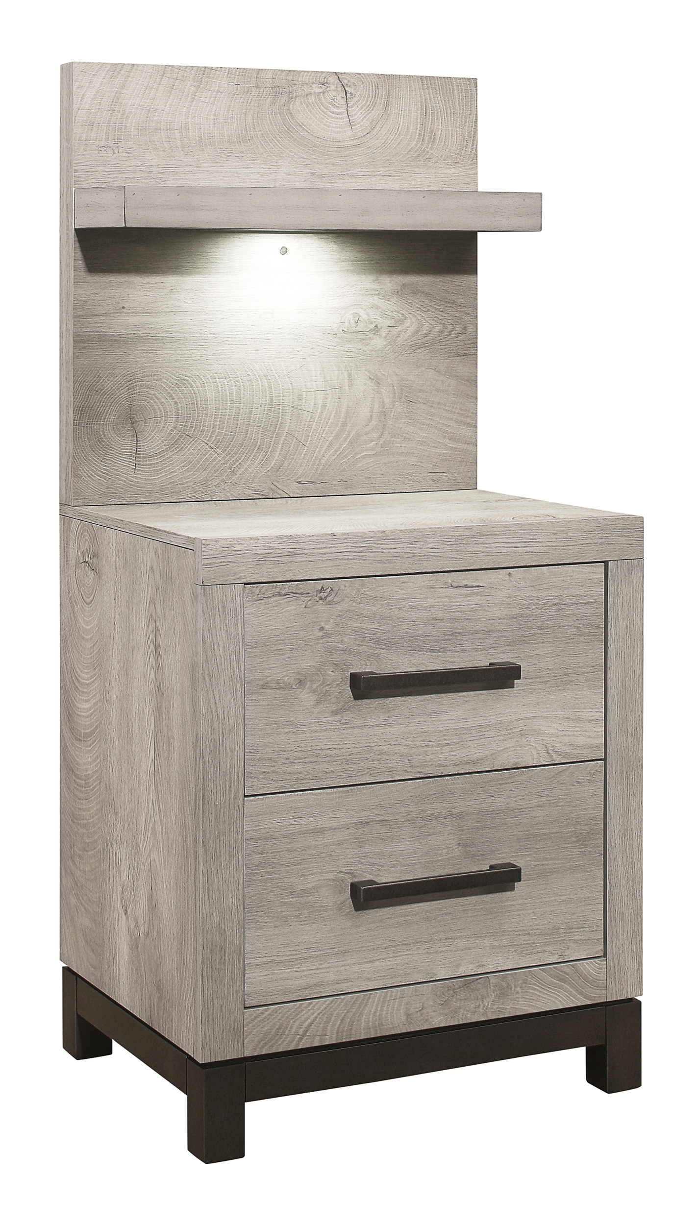 Zephyr Melamine/Wood 2-Drawer Night Stand with Wall Panel
