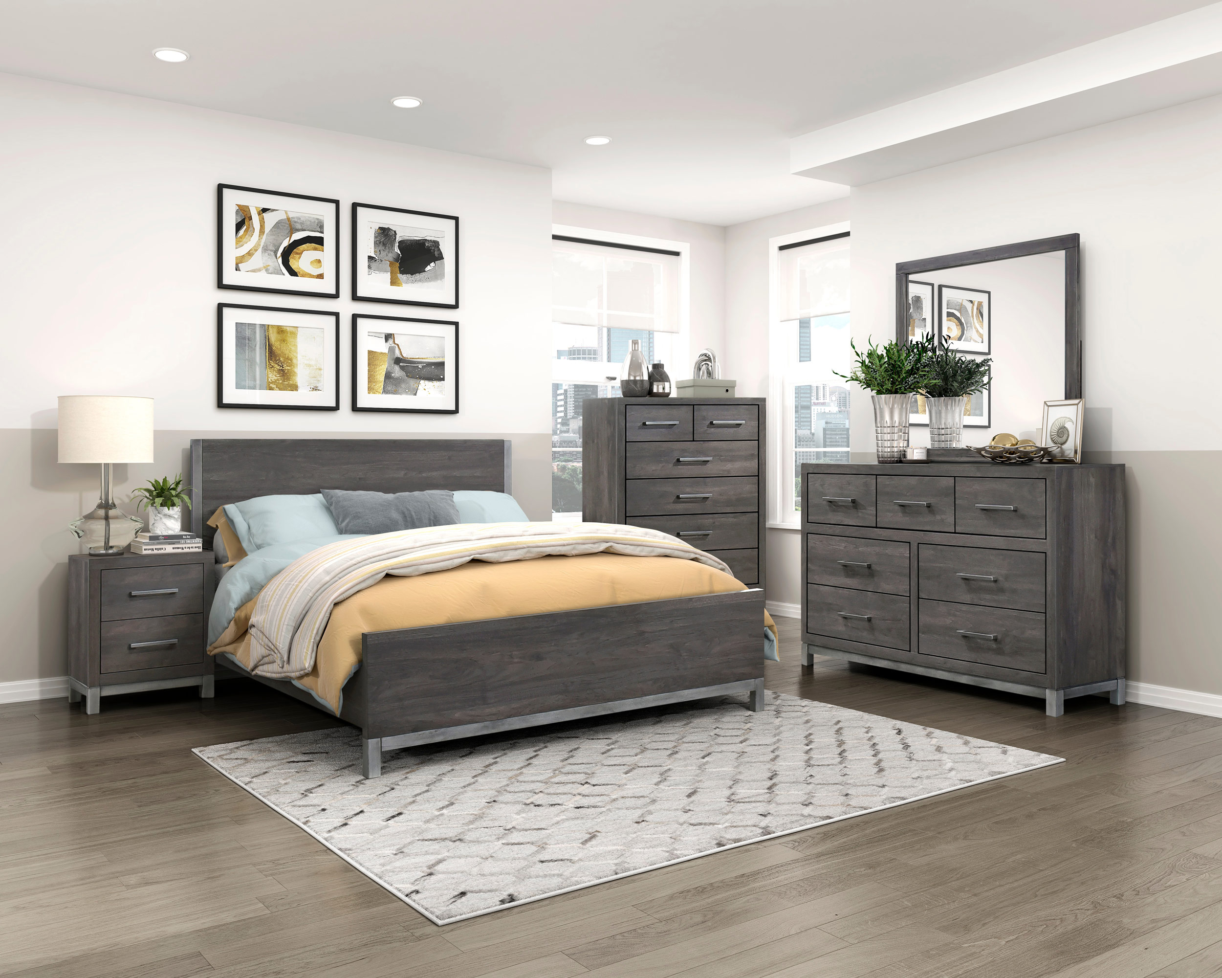 Zephyr Melamine/Wood Queen Panel Bed