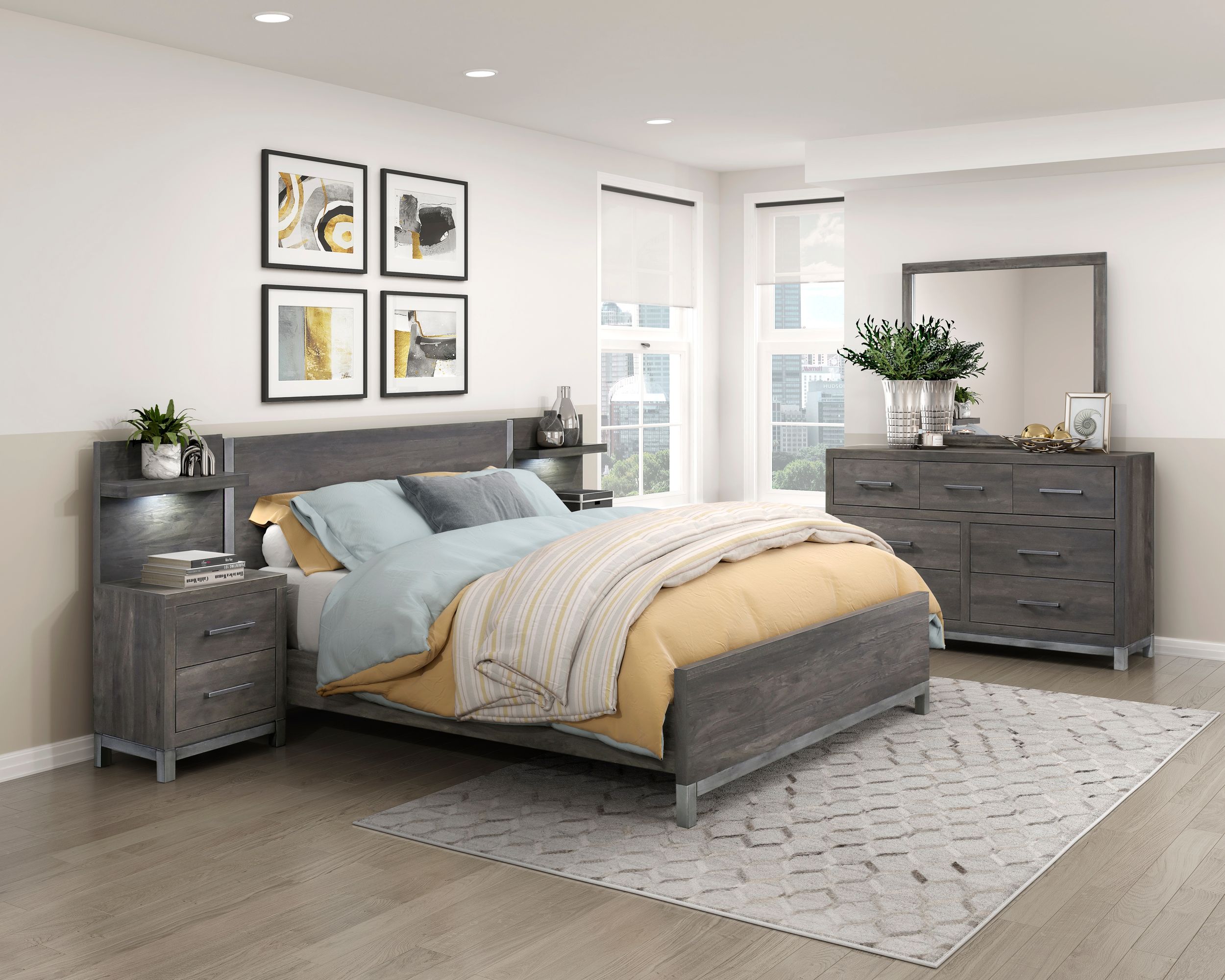 Zephyr Melamine/Wood Queen Panel Bed