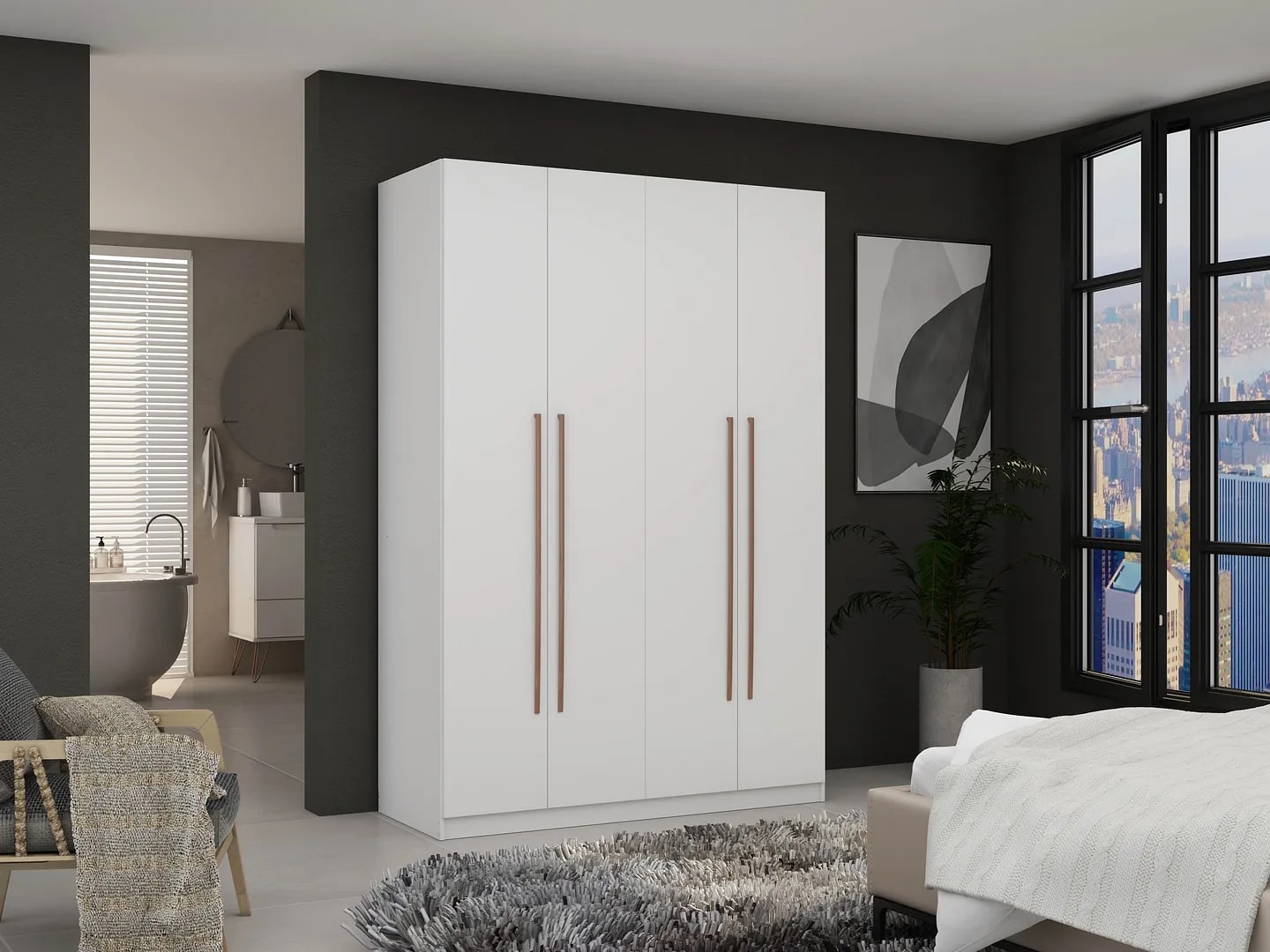 Gramercy 2-Section Freestanding Wardrobe Armoire Closet 