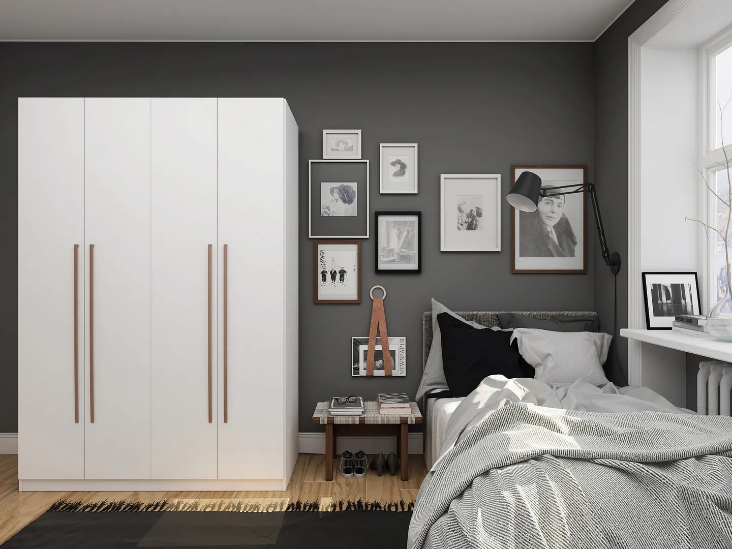 Gramercy 2-Section Freestanding Wardrobe Armoire Closet 