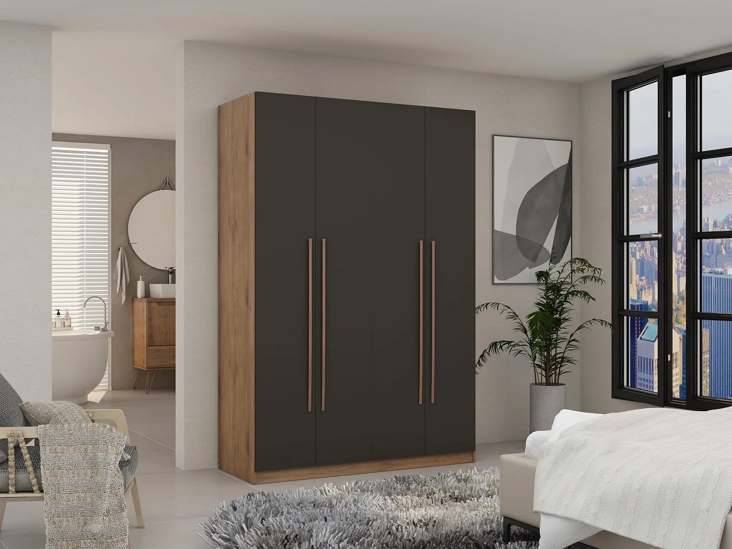 Gramercy 2-Section Freestanding Wardrobe Armoire Closet 