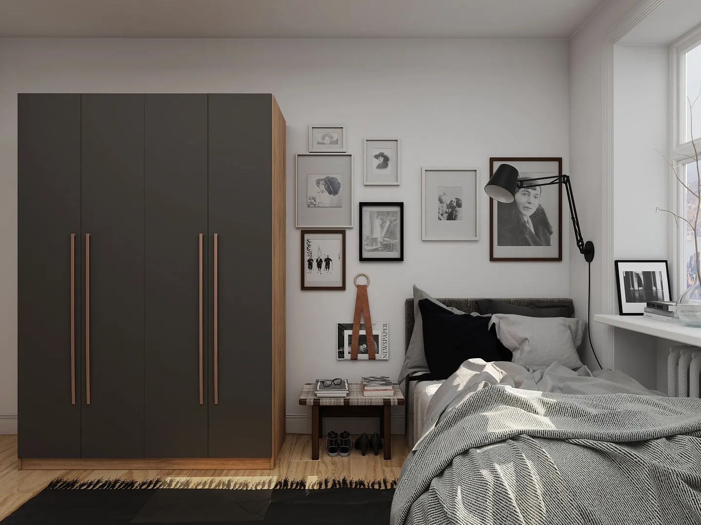 Gramercy 2-Section Freestanding Wardrobe Armoire Closet 
