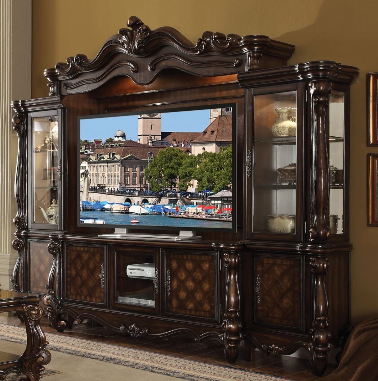 Versailles Entertainment Center w/TV Stand, Cherry Oak by ACME