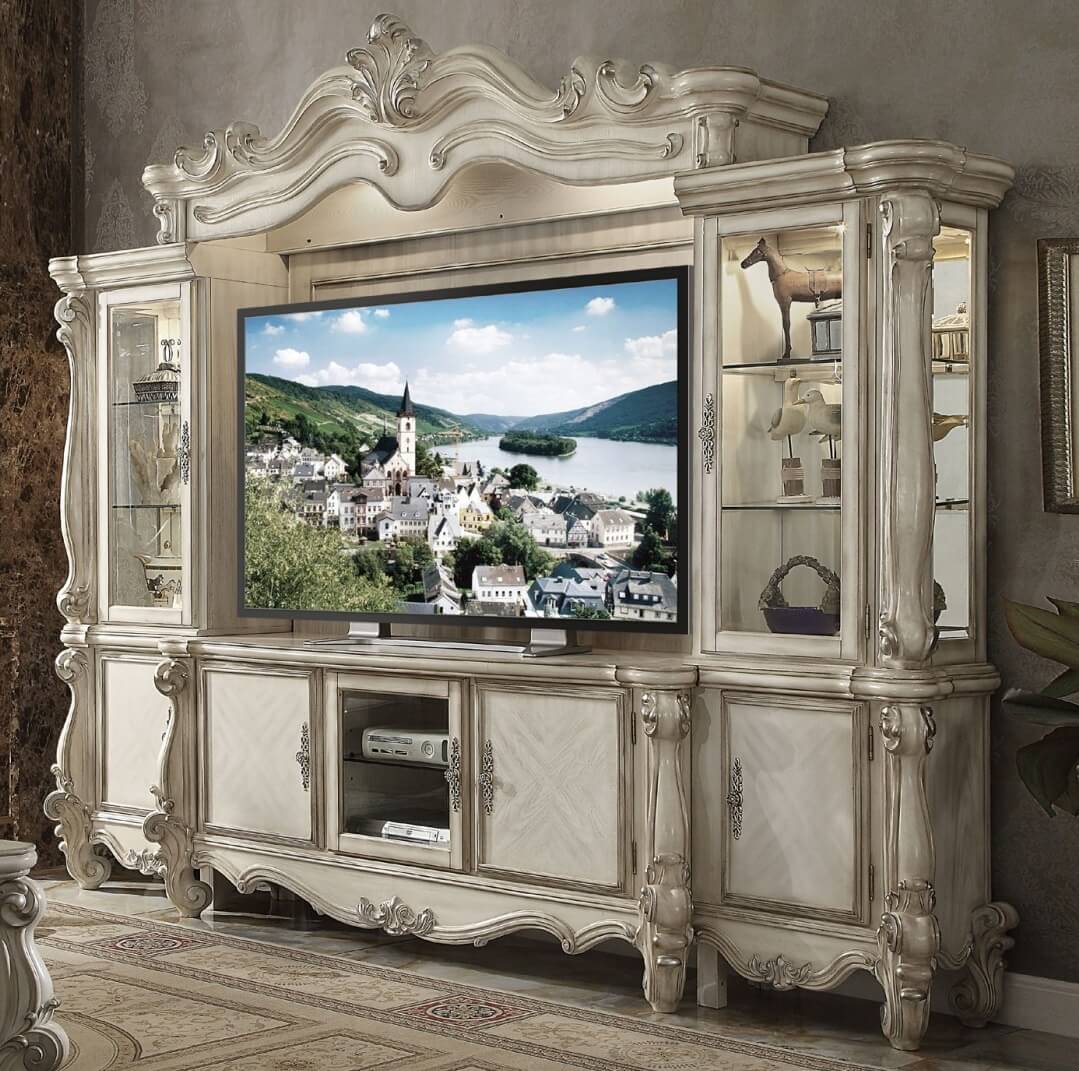 Versailles Entertainment Center w/TV Stand, Bone White by ACME