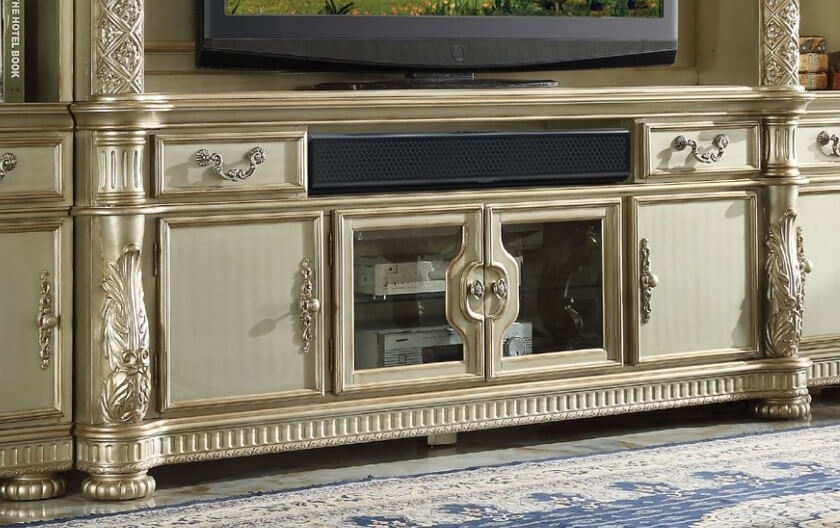Vendome II TV Stand, Gold Patina by ACME