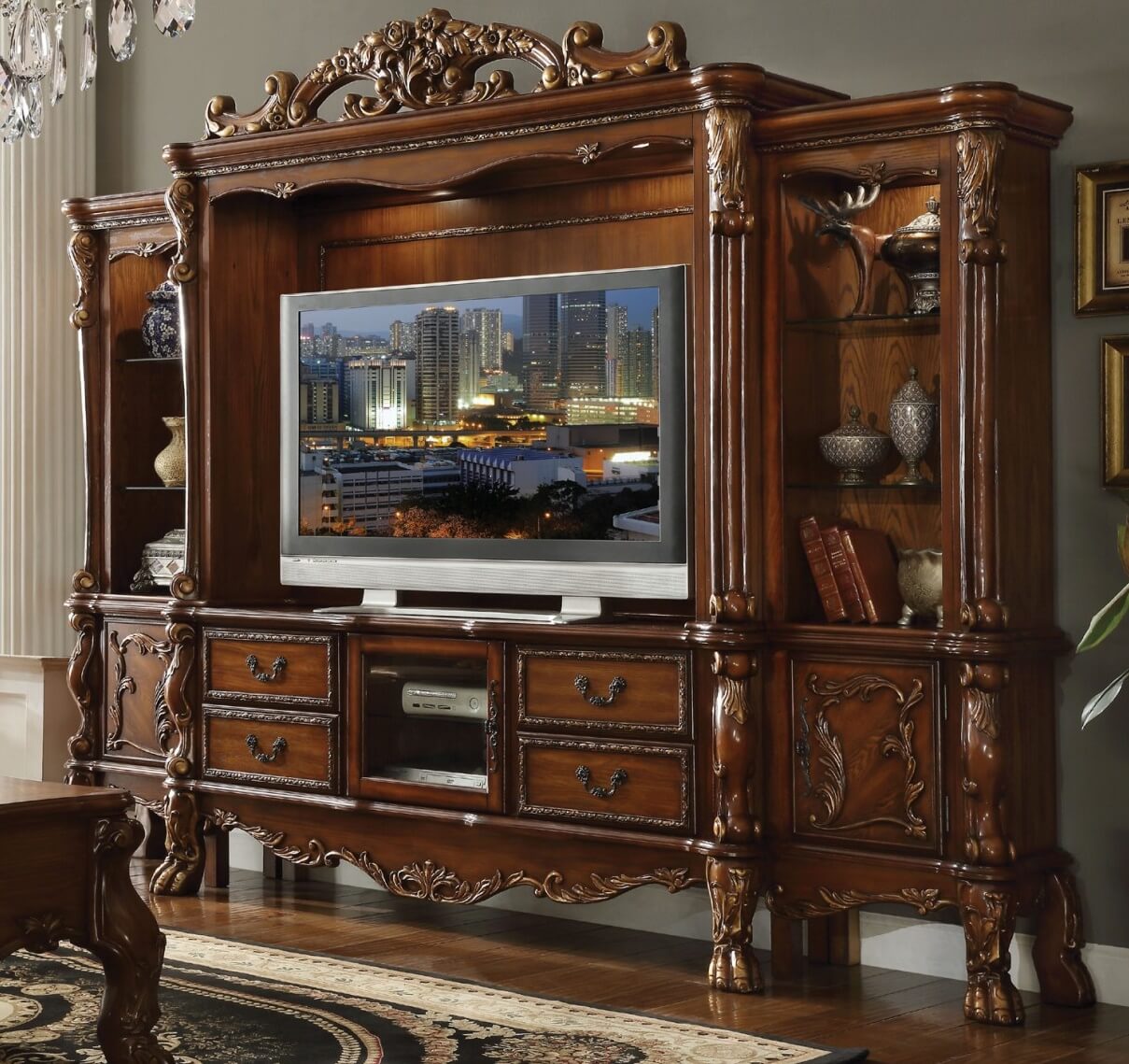 Dresden Entertainment Center w/TV Stand, Cherry Oak by ACME