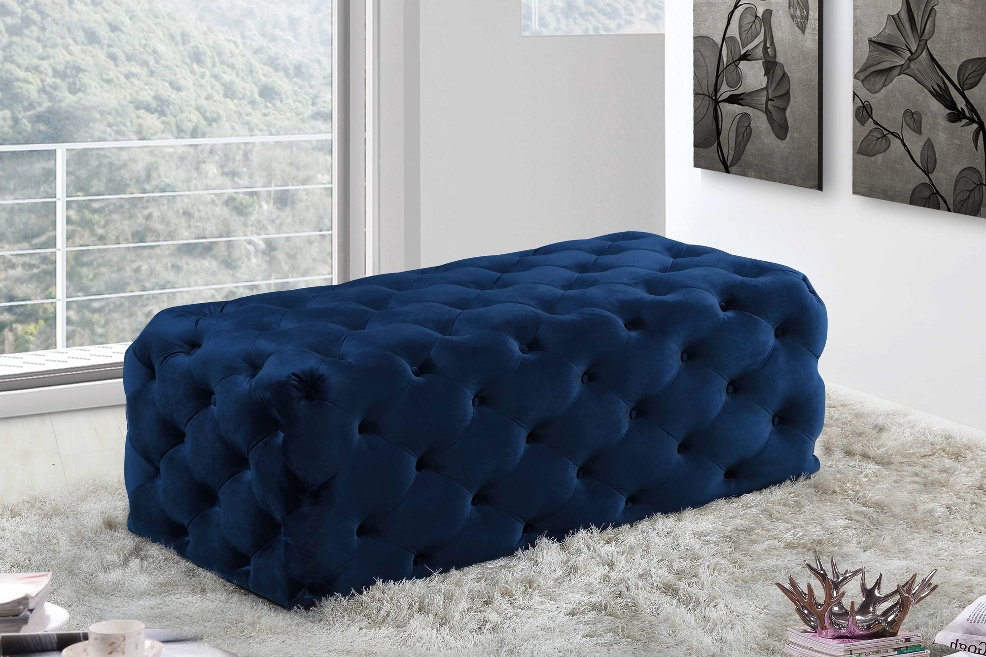 Casey Velvet Ottoman/Bench
