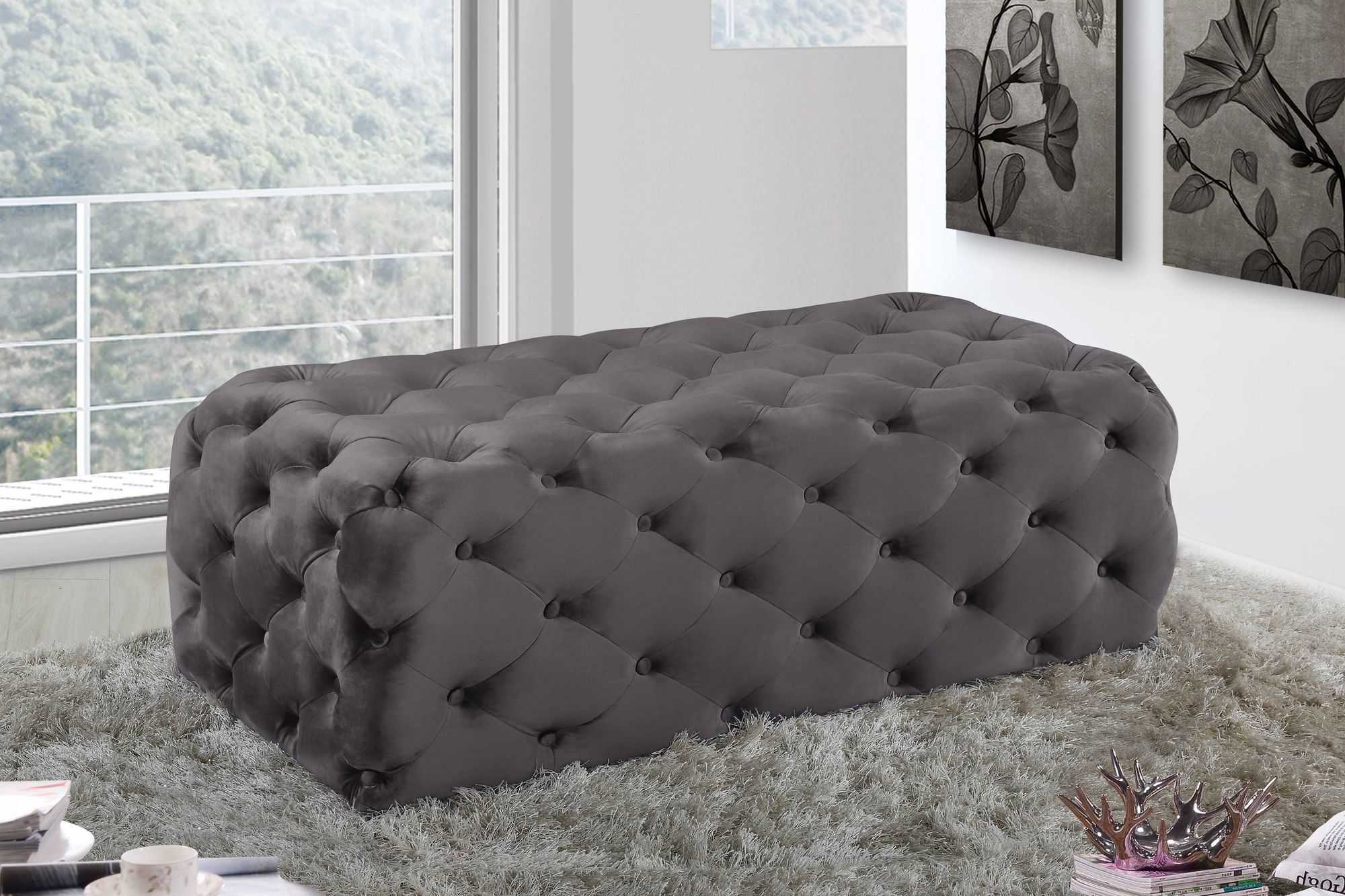 Casey Velvet Ottoman/Bench