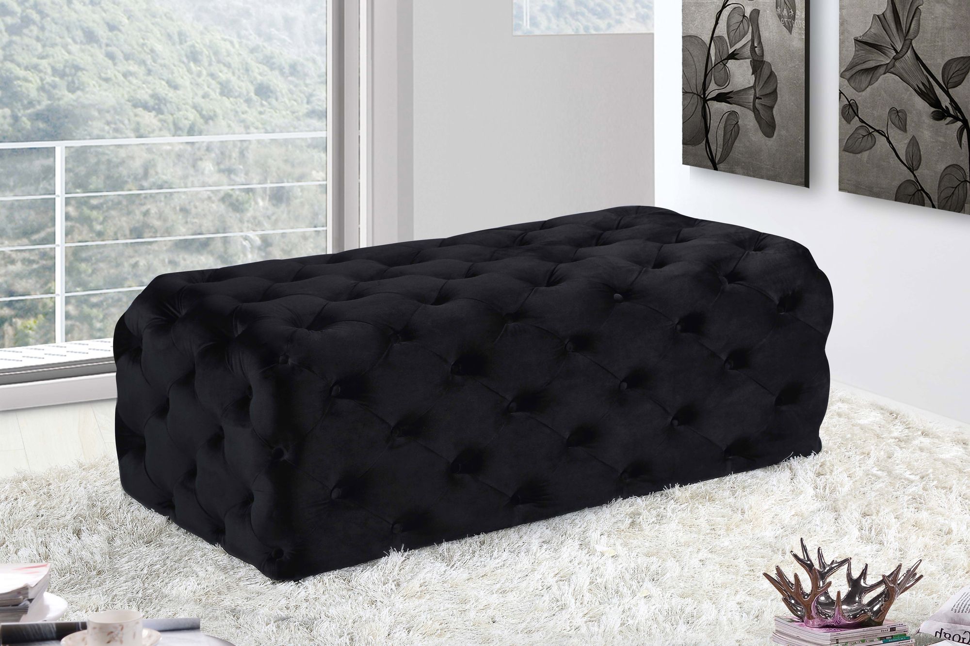 Casey Velvet Ottoman/Bench
