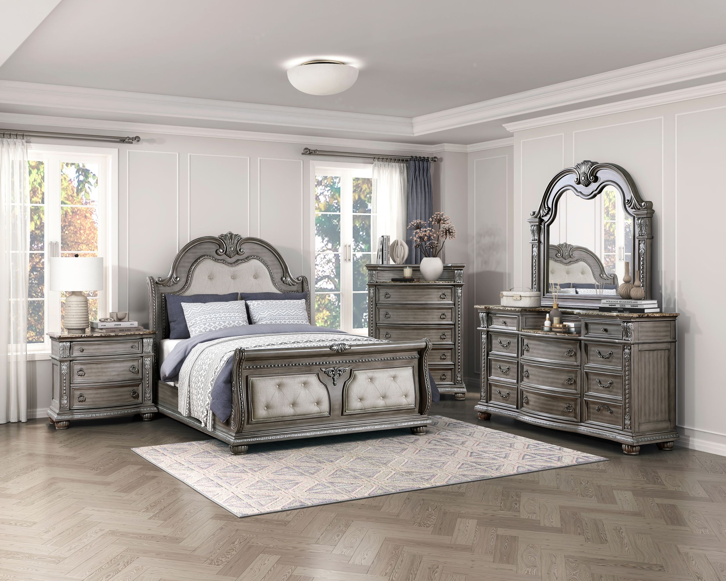 Bennington Polyester/Wood Eastern King Panel Bed