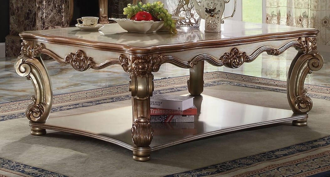 Vendome Rectangular Coffee Table, Gold Patina by Acme Furniture