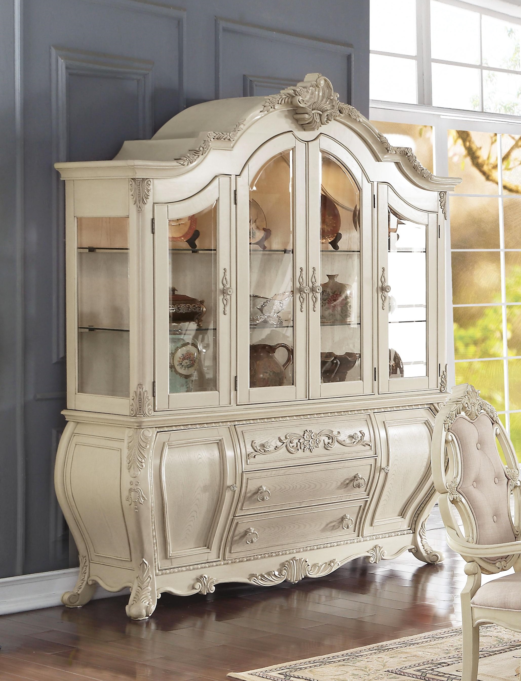 Ragenardus Glass/Wood China Cabinet w/Lighting
