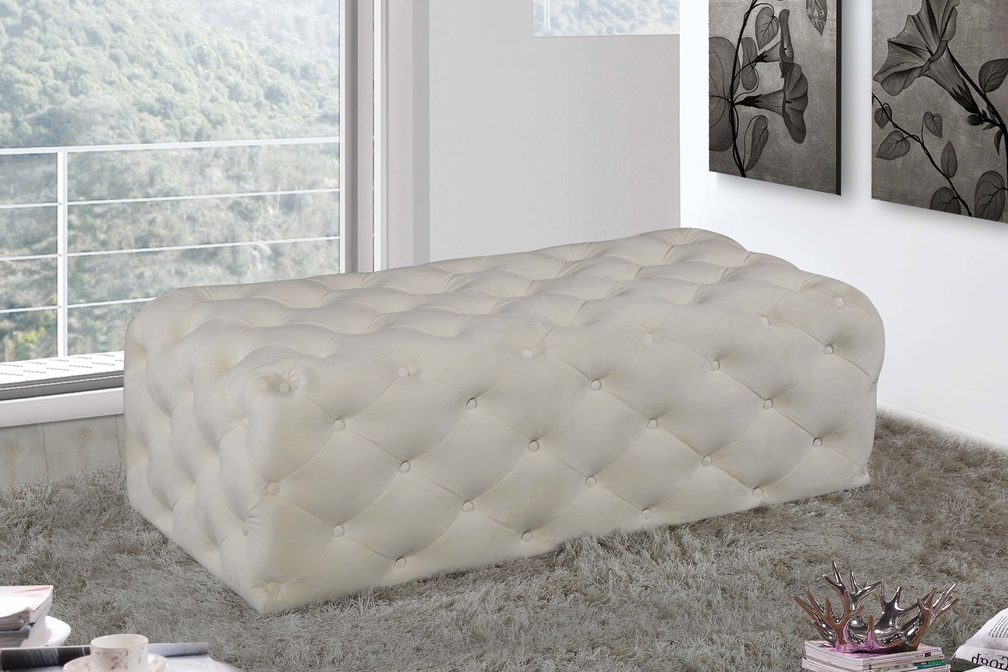 Casey Velvet Ottoman/Bench