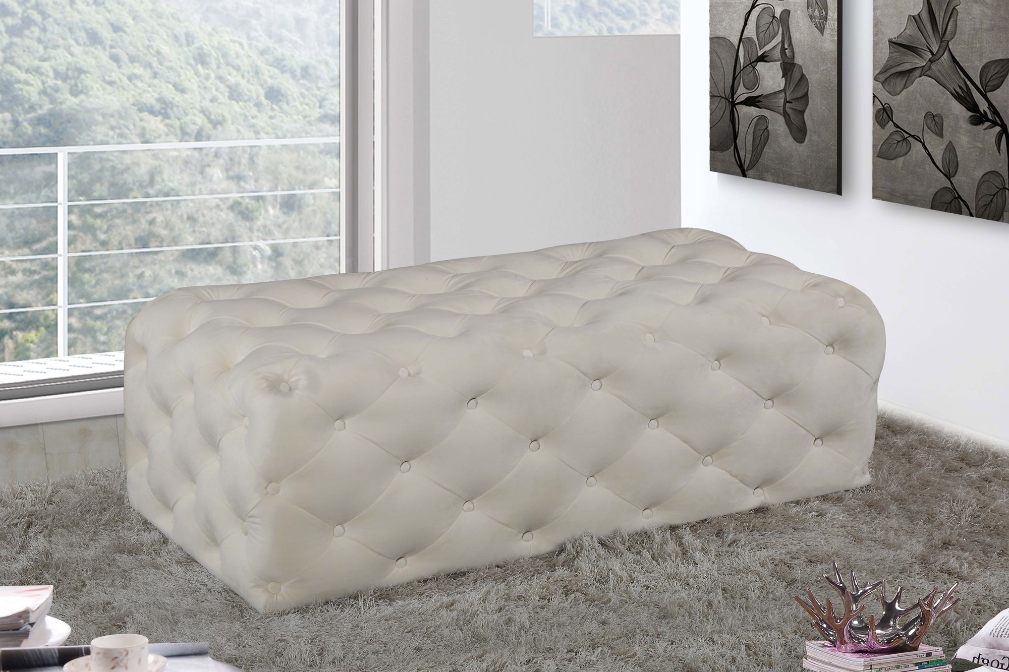 Casey Velvet Ottoman/Bench