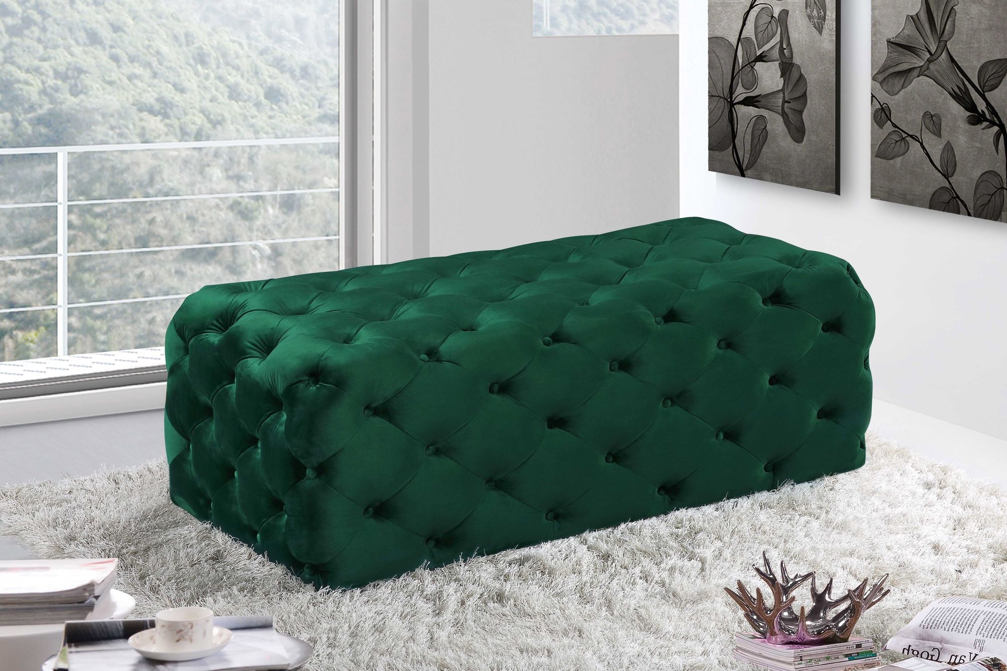 Casey Velvet Ottoman/Bench