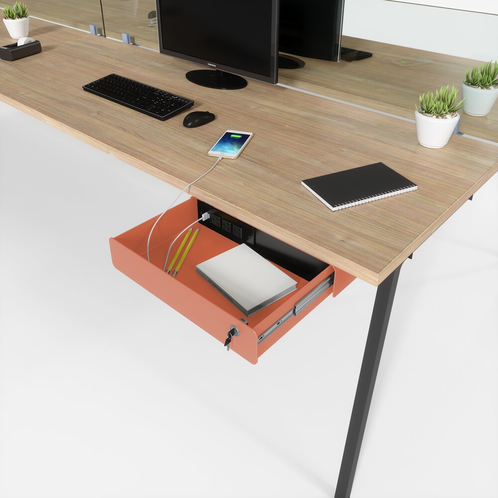 Slyde Drawer 2.0 Under Desk Mounted Storage Unit w/Power & Key Lock