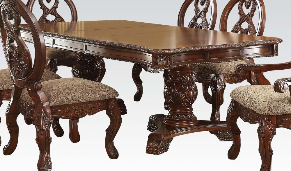 Rovledo Wood Double Pedestal Extendable Dining Room Set