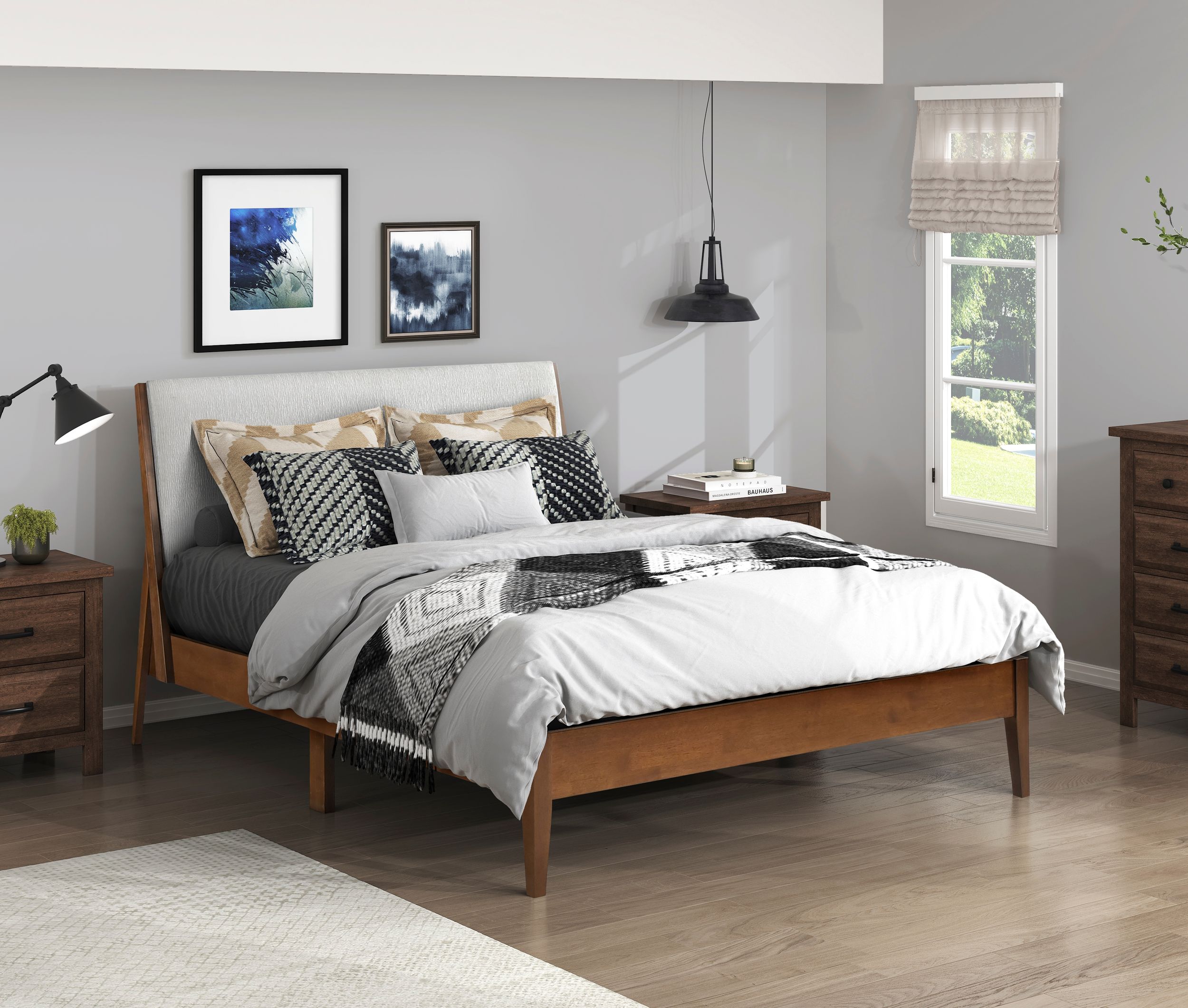 Jasper Chenille/Wood California King Platform Bed