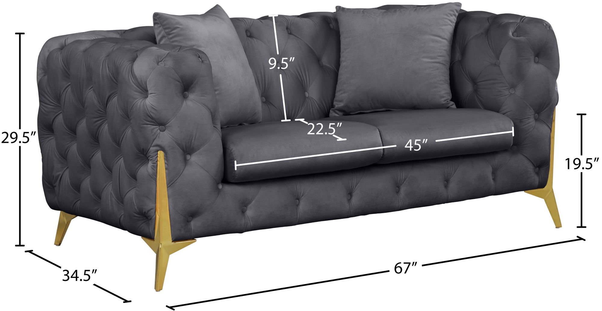 Kingdom Velvet Loveseat