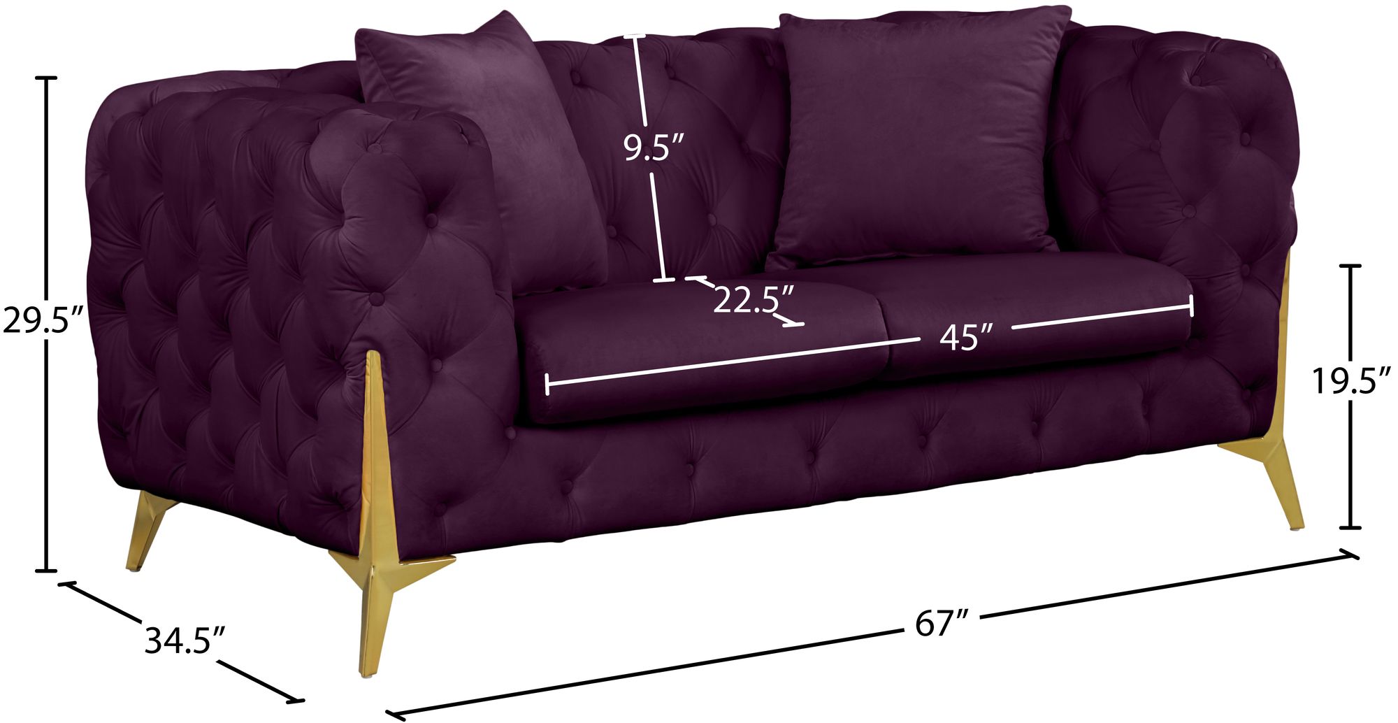 Kingdom Velvet Loveseat