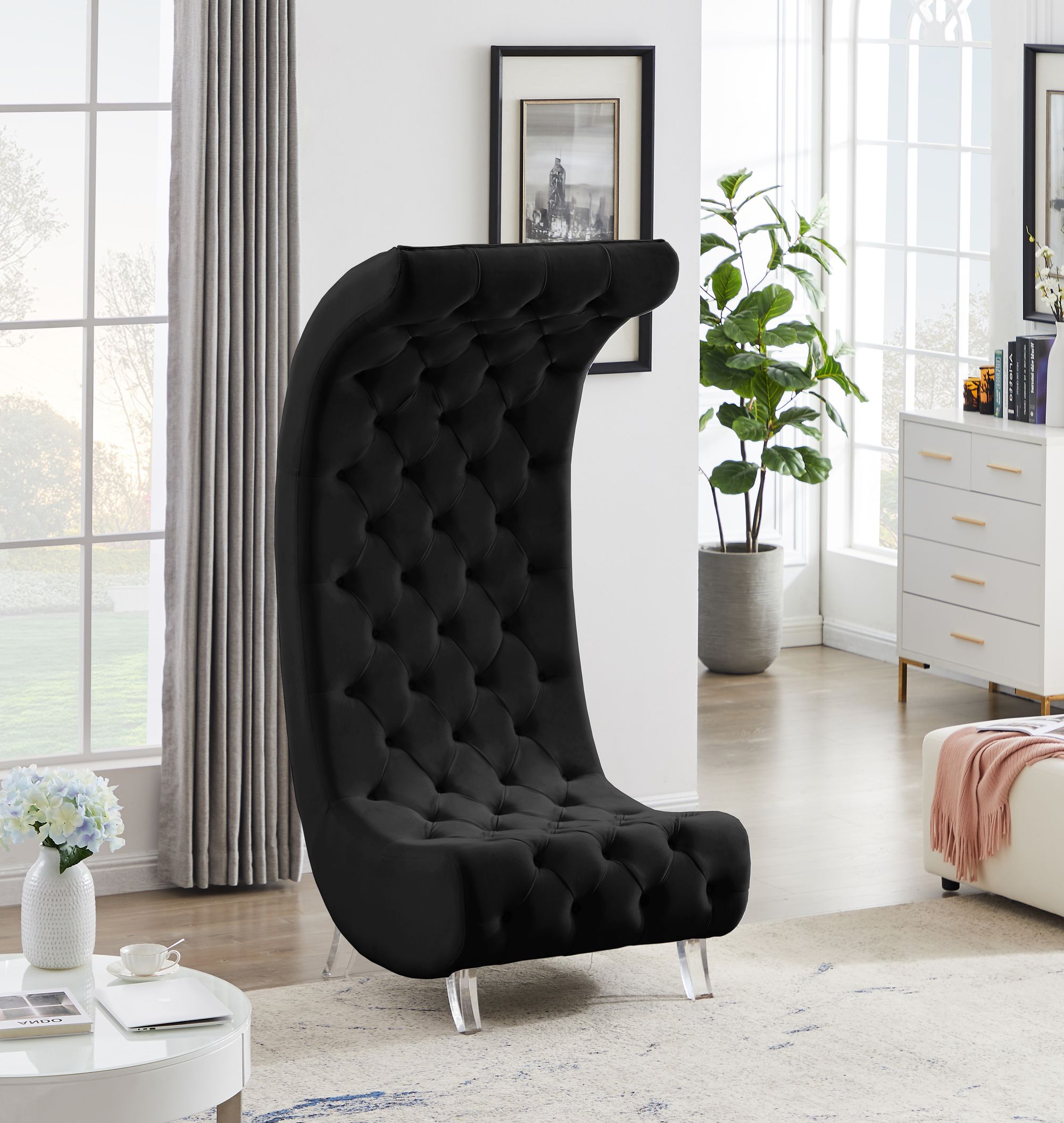 Crescent Velvet Chair