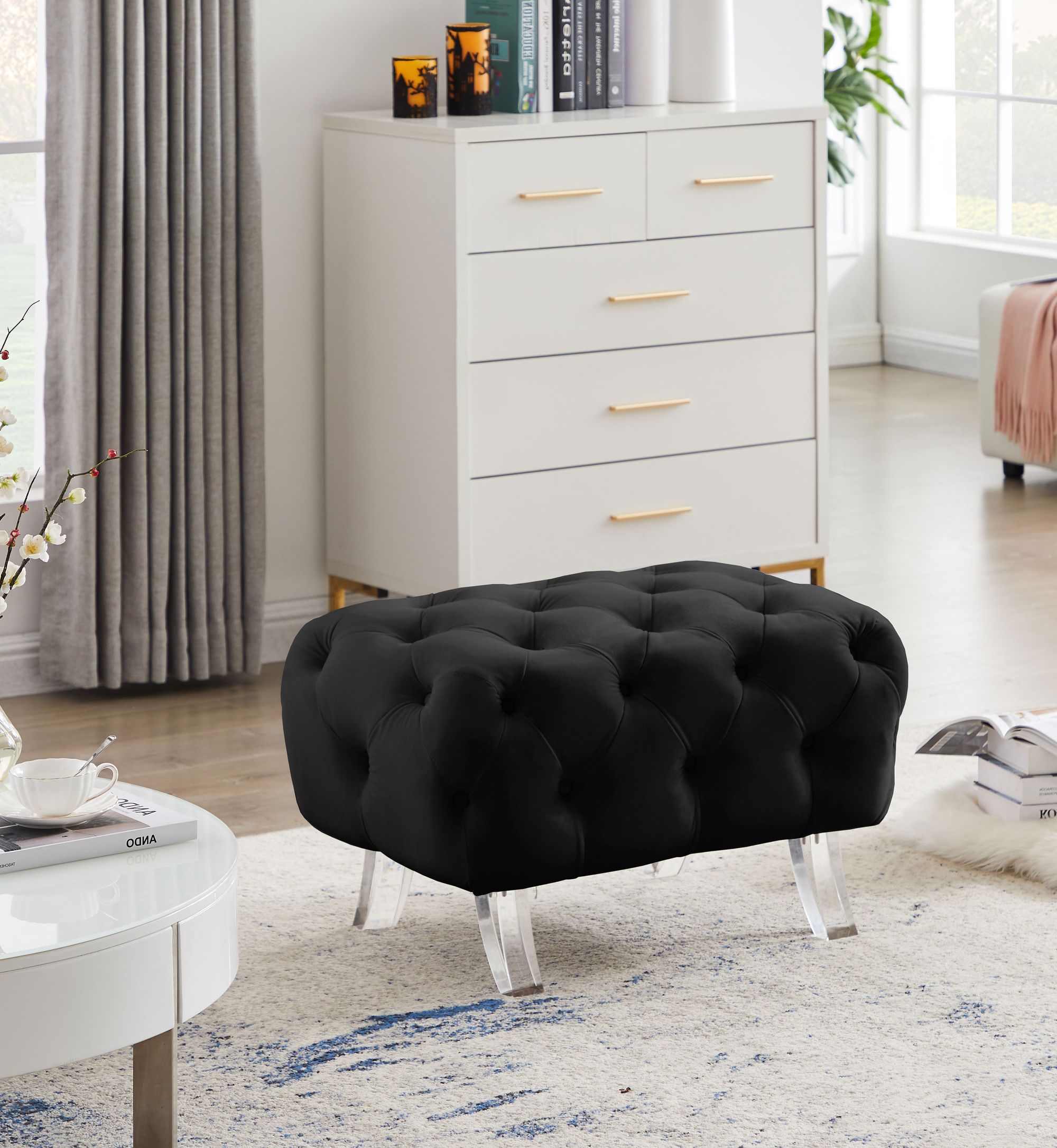 Crescent Velvet Ottoman