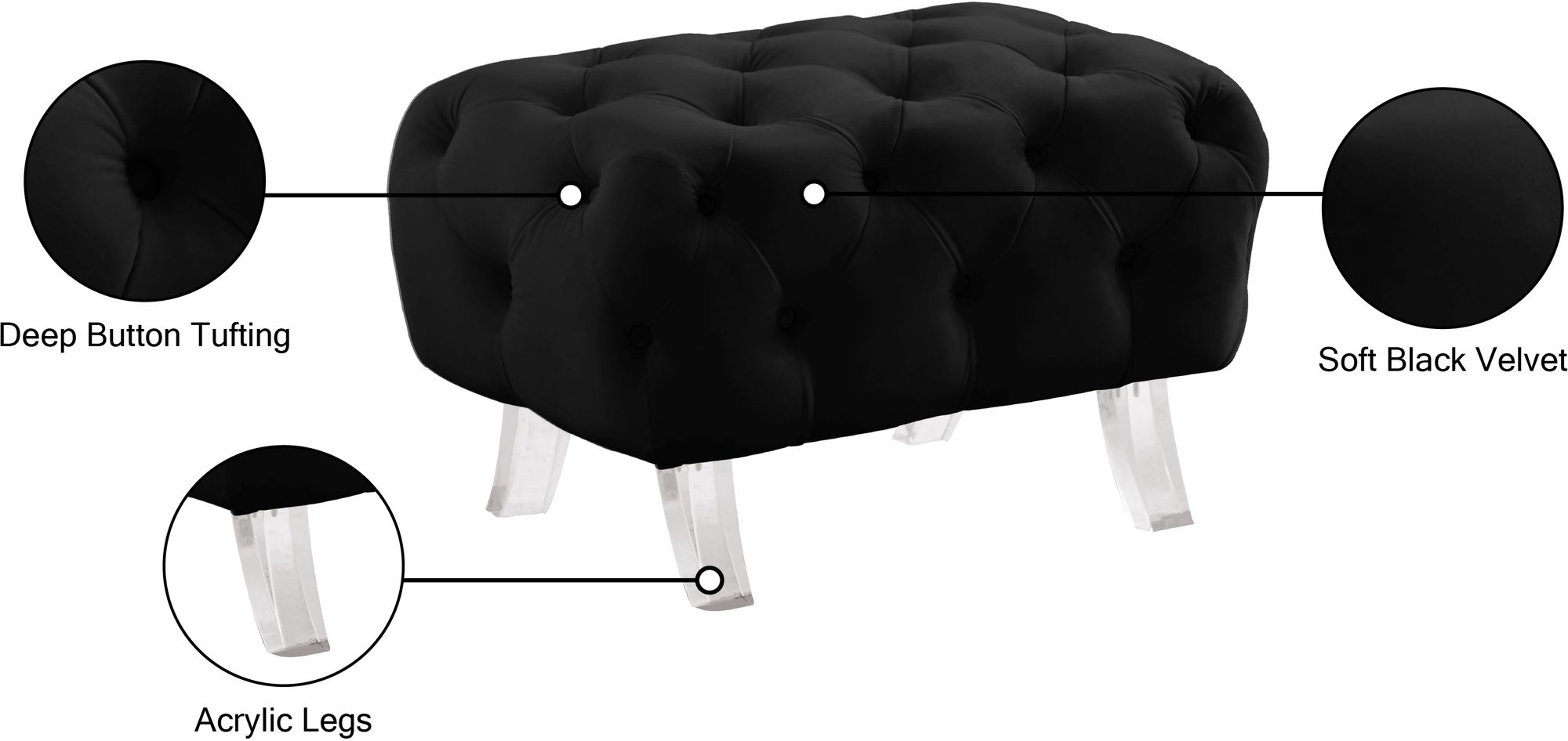 Crescent Velvet Ottoman