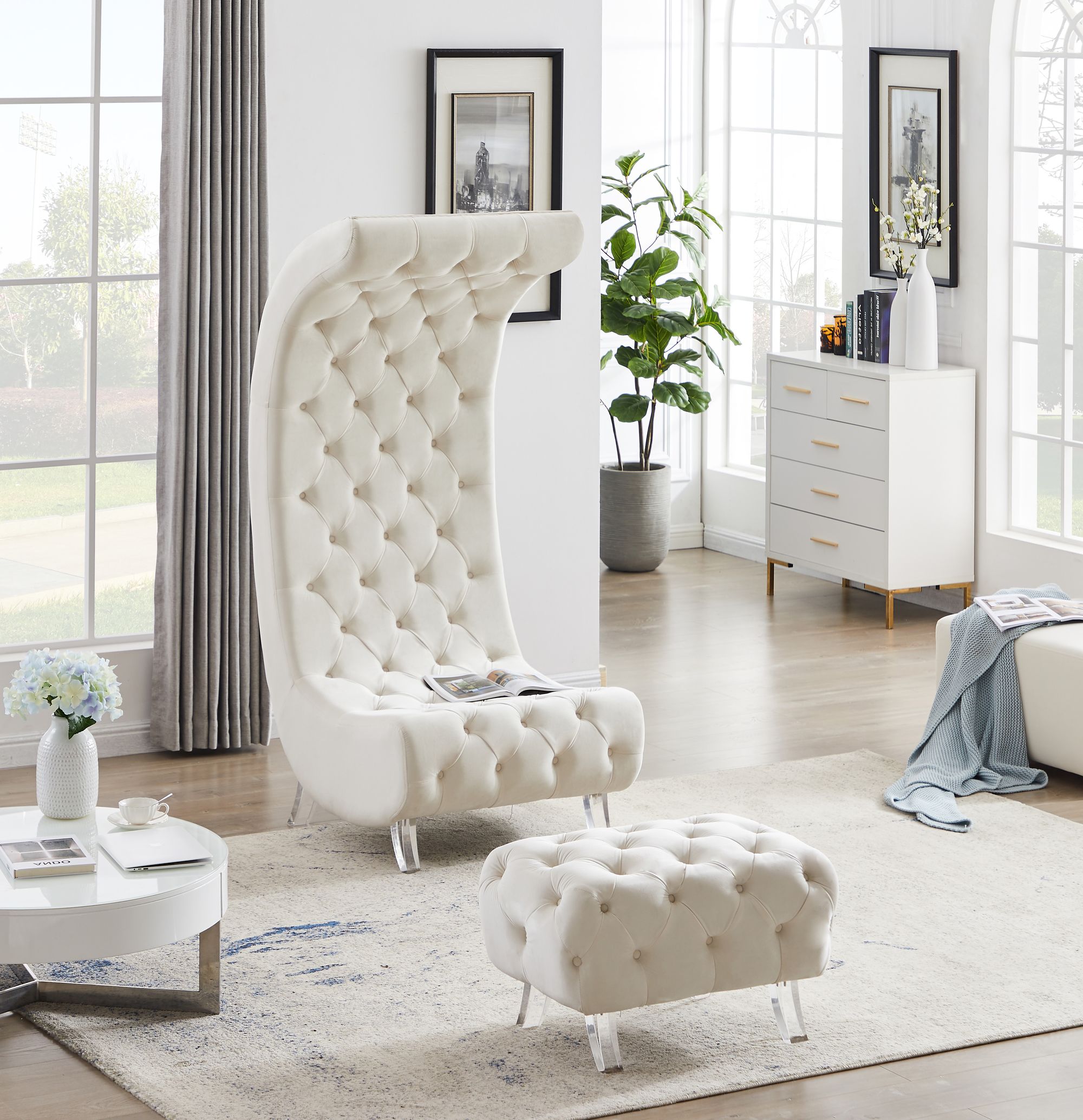 Crescent Velvet Chair