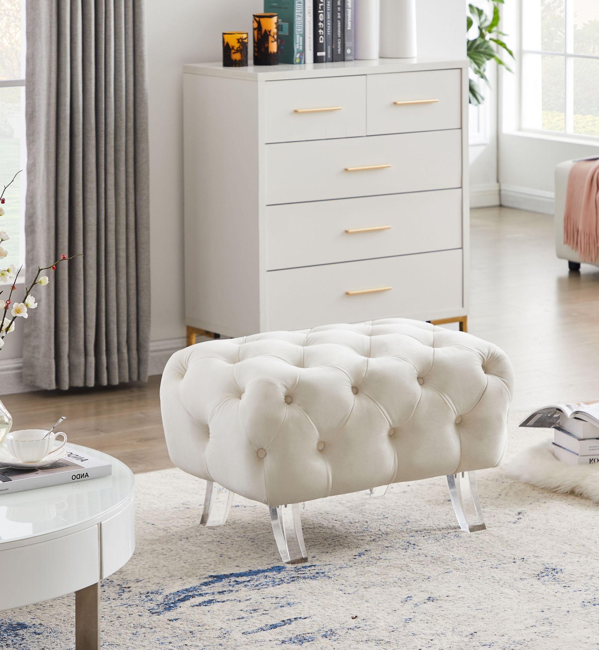 Crescent Velvet Ottoman