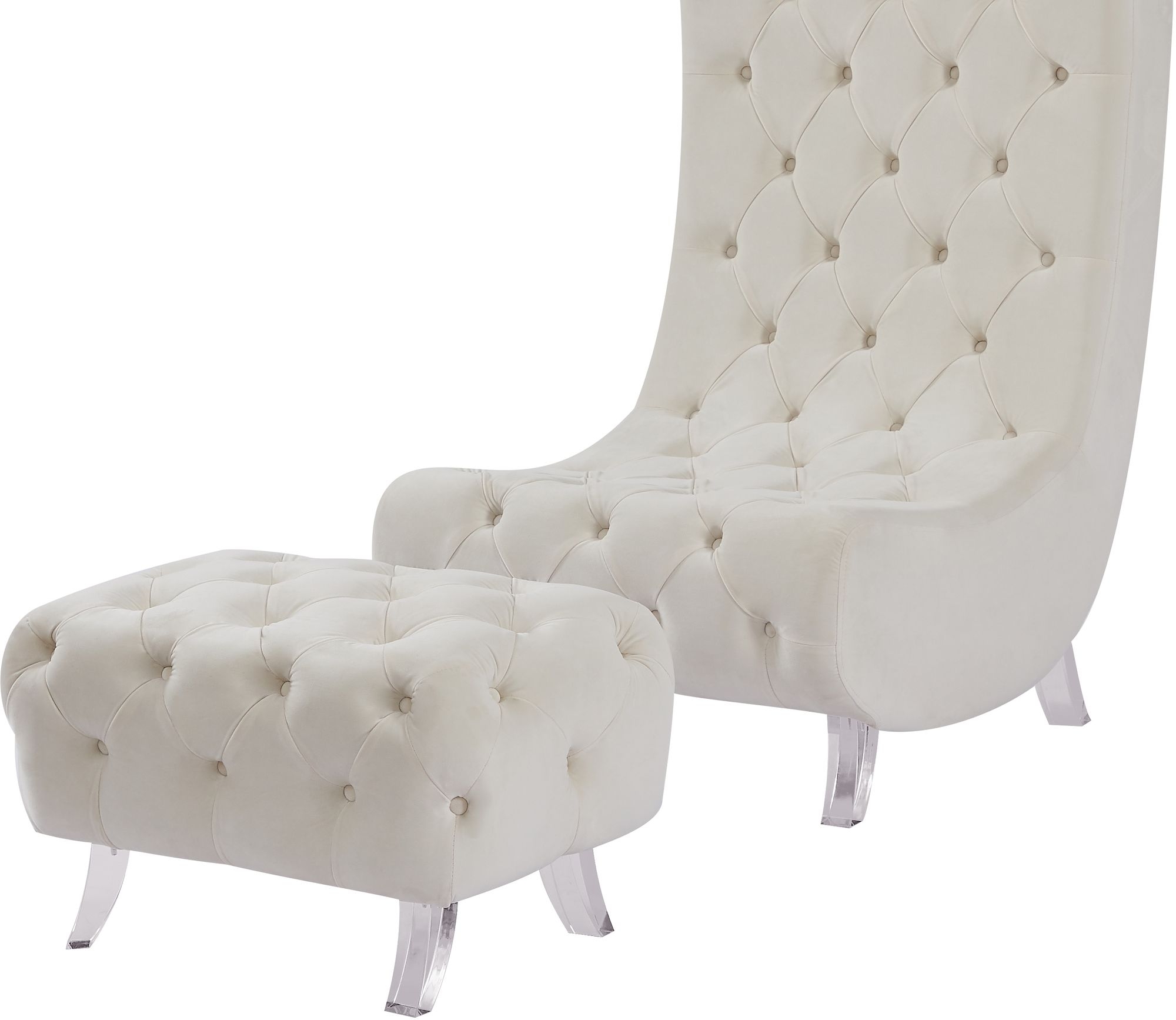 Crescent Velvet Ottoman
