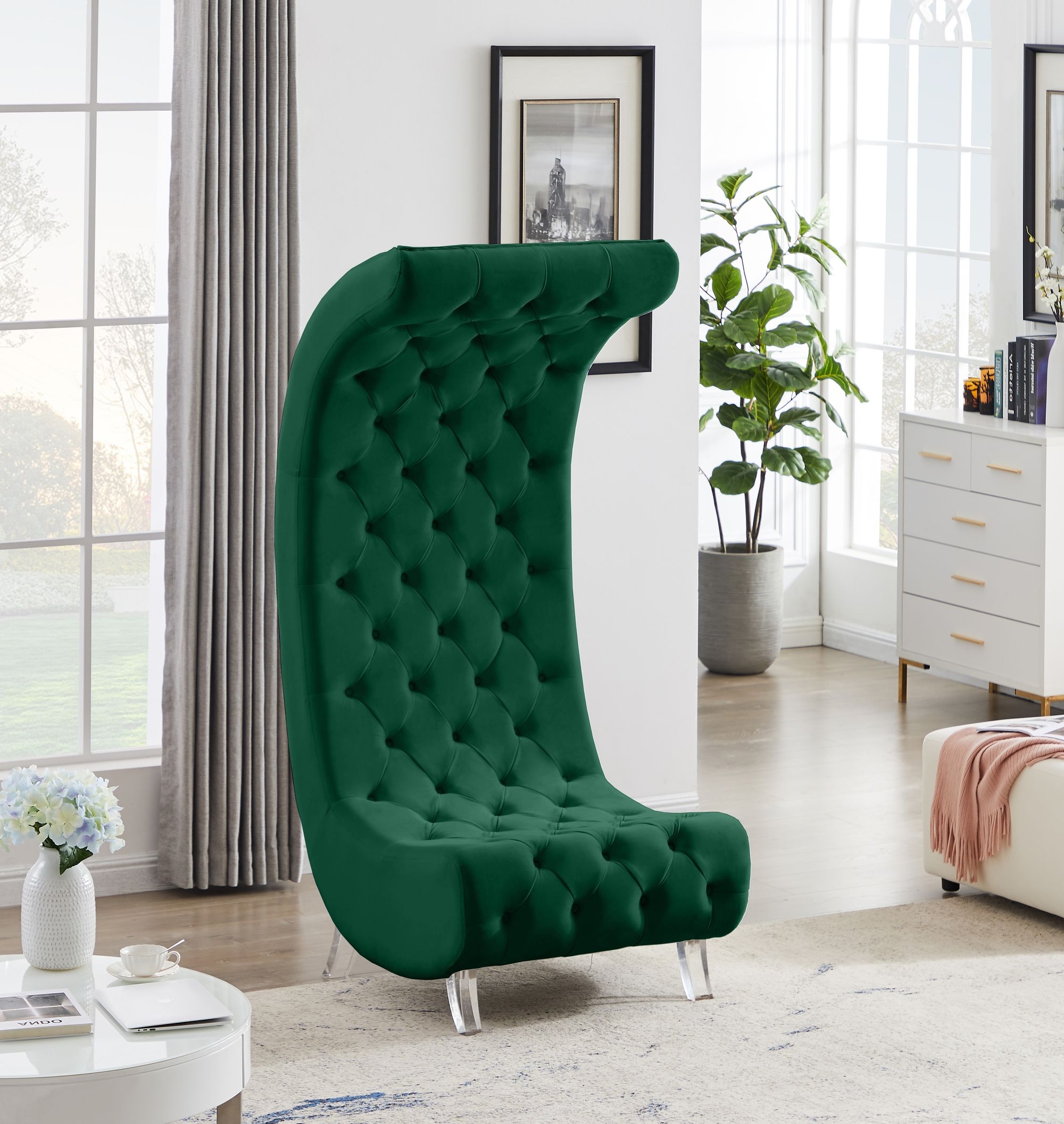 Crescent Velvet Chair