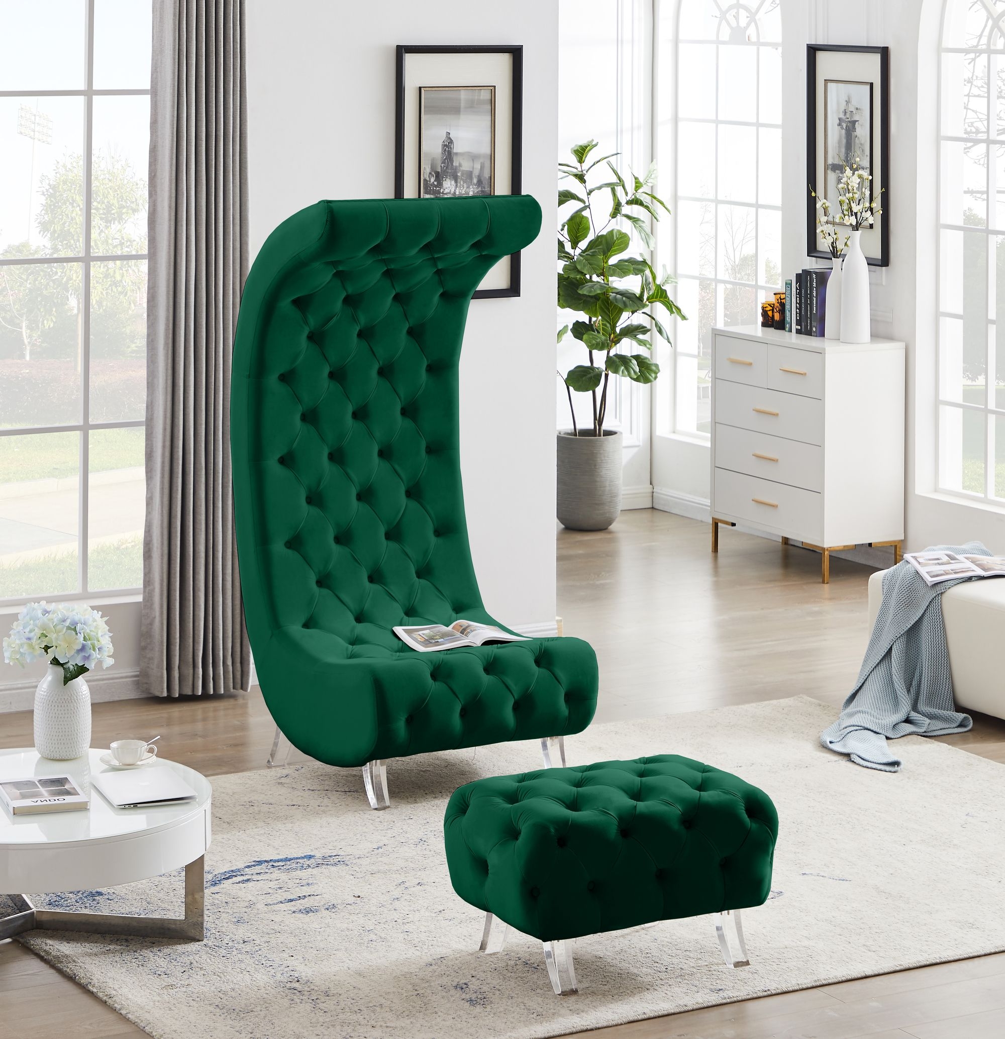 Crescent Velvet Chair
