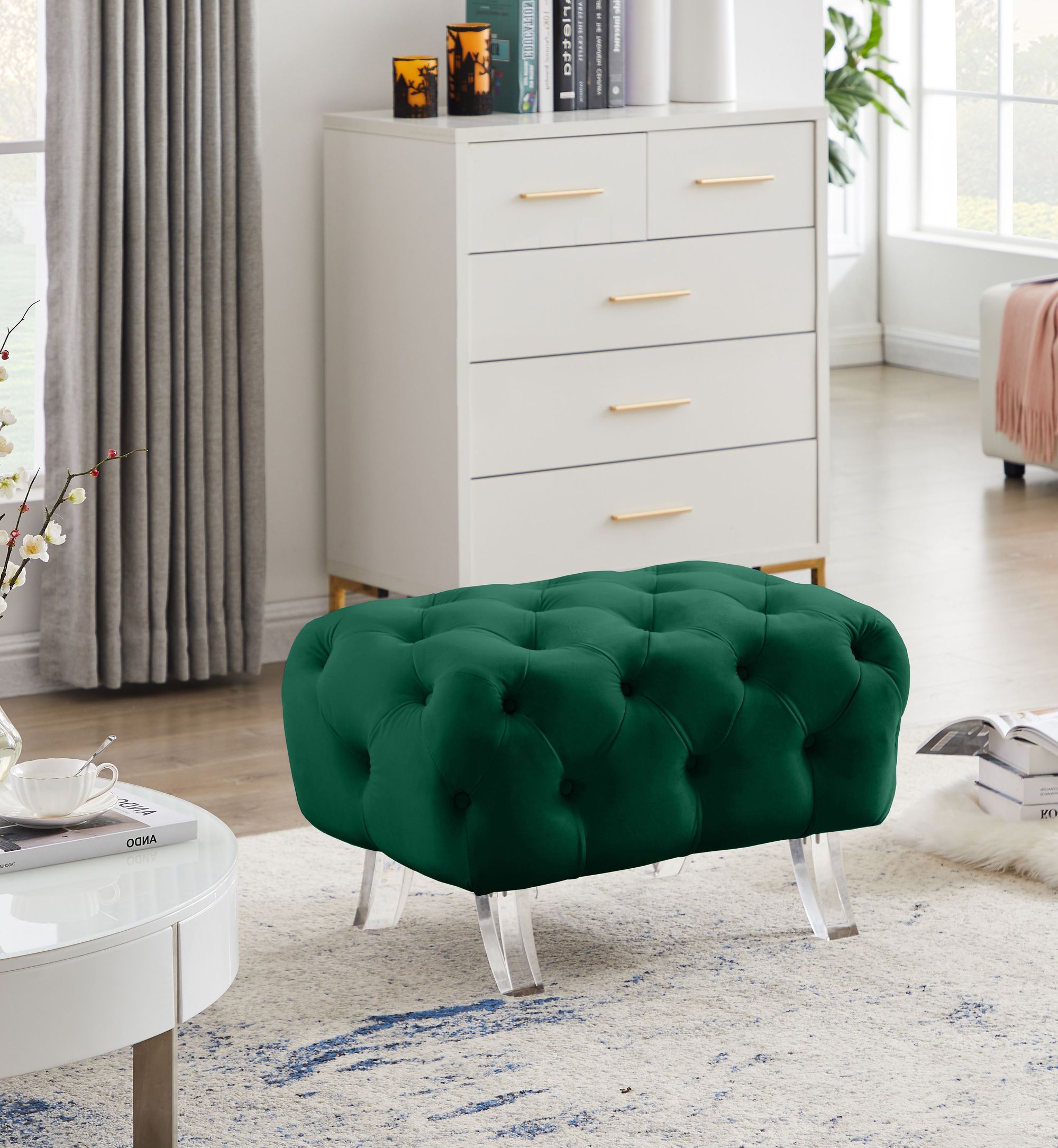 Crescent Velvet Ottoman
