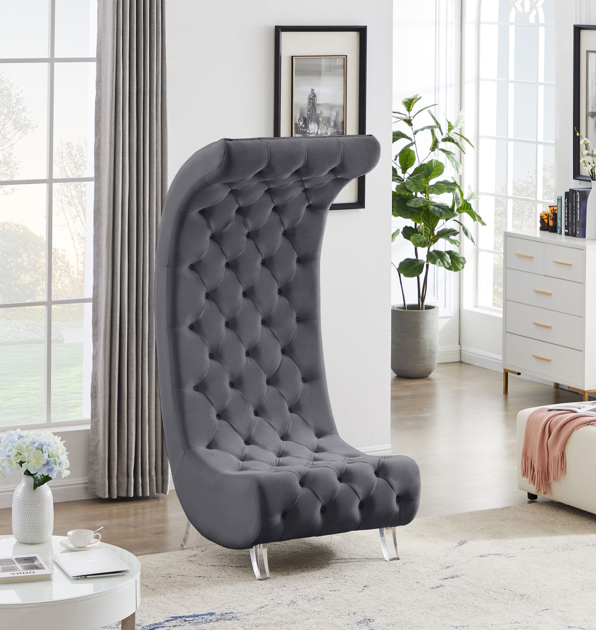 Crescent Velvet Chair