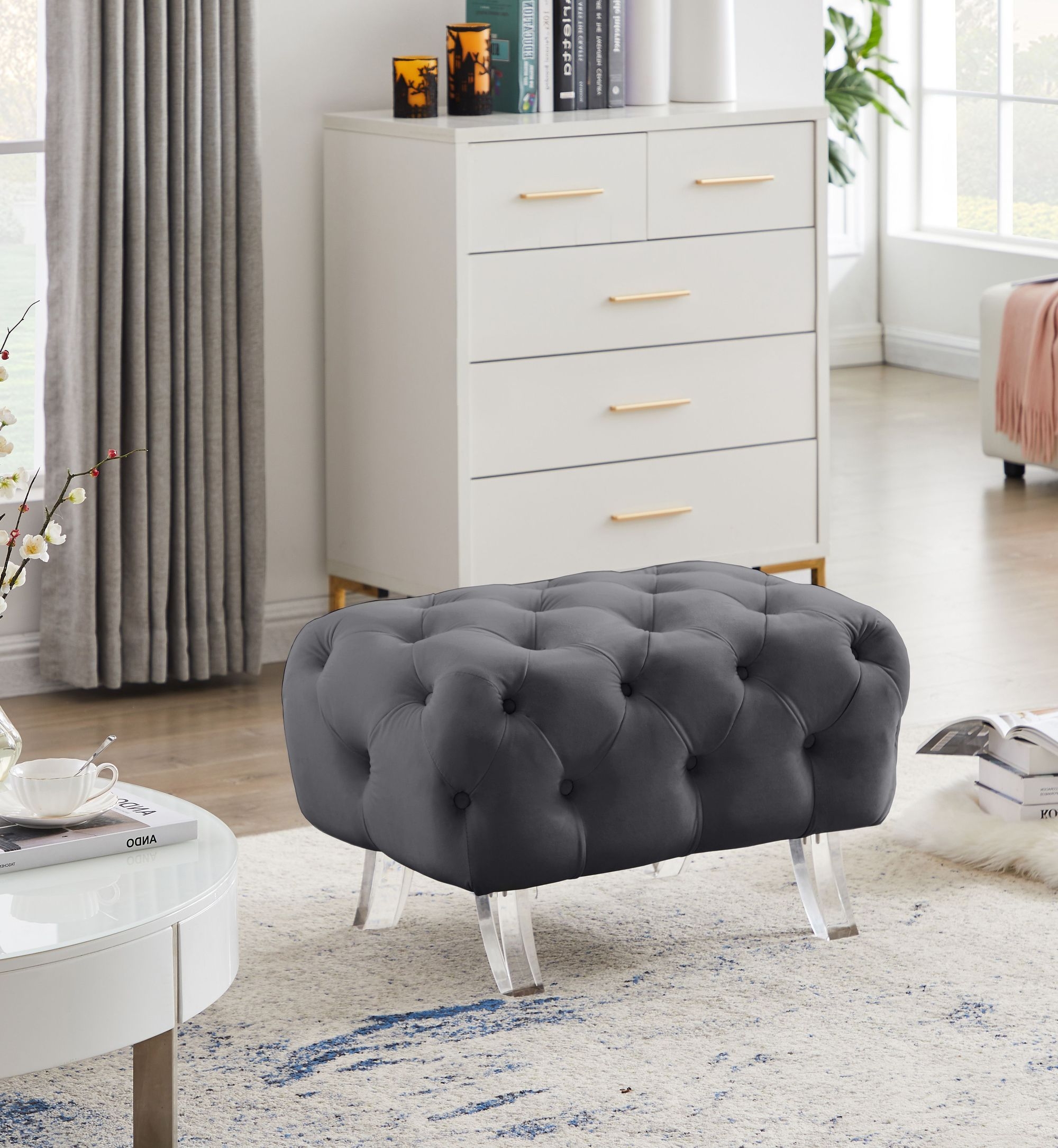 Crescent Velvet Ottoman