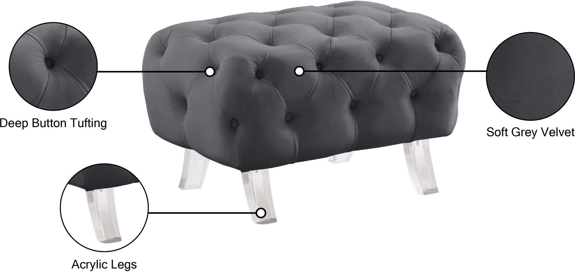 Crescent Velvet Ottoman