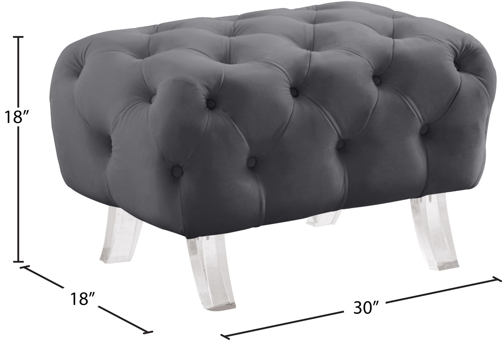 Crescent Velvet Ottoman