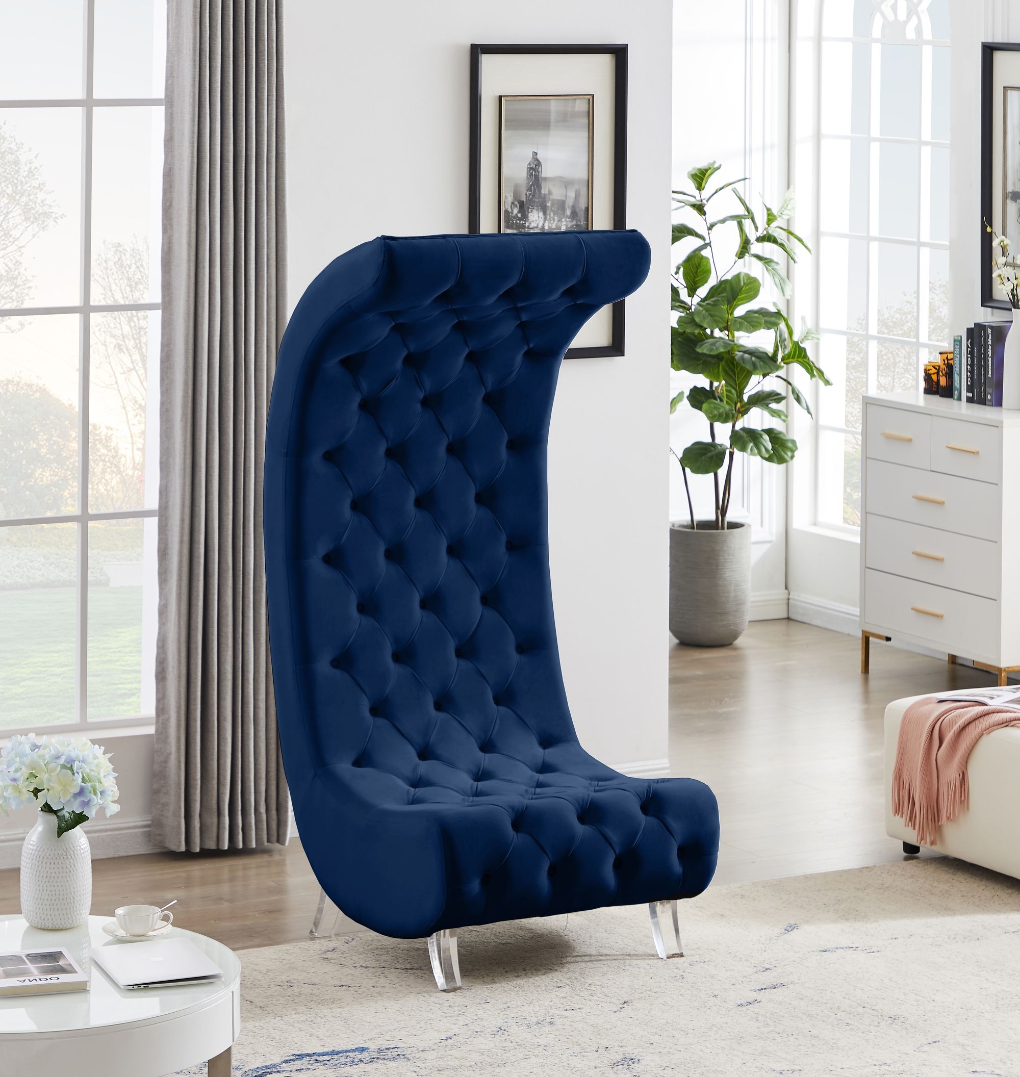 Crescent Velvet Chair