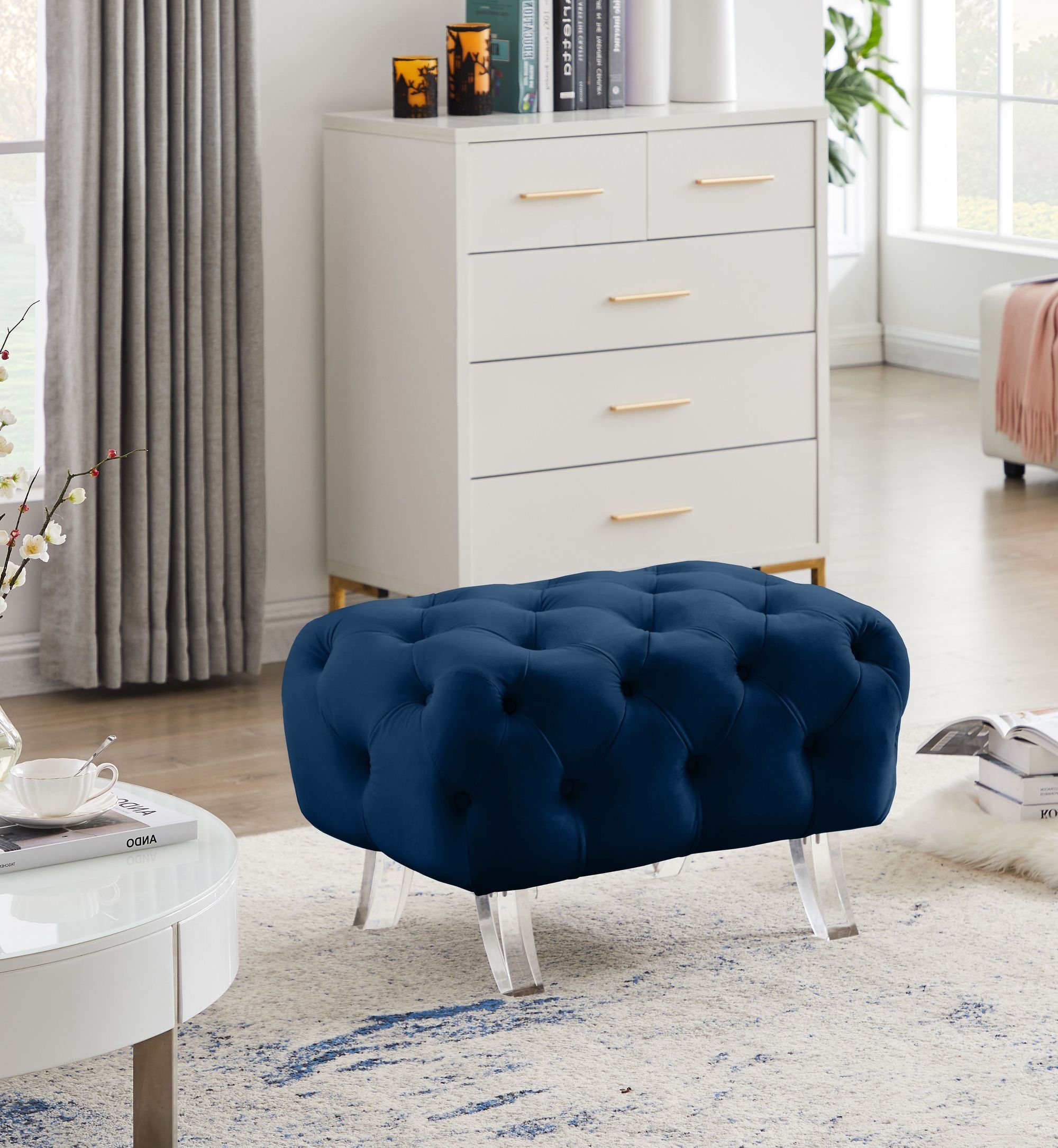 Crescent Velvet Ottoman