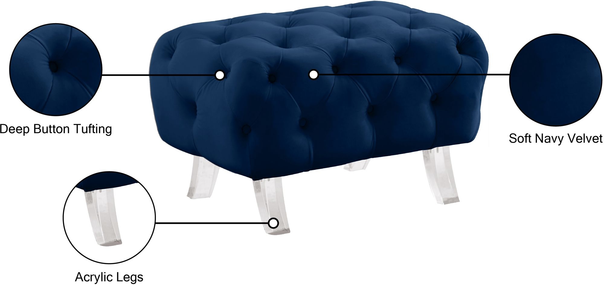 Crescent Velvet Ottoman