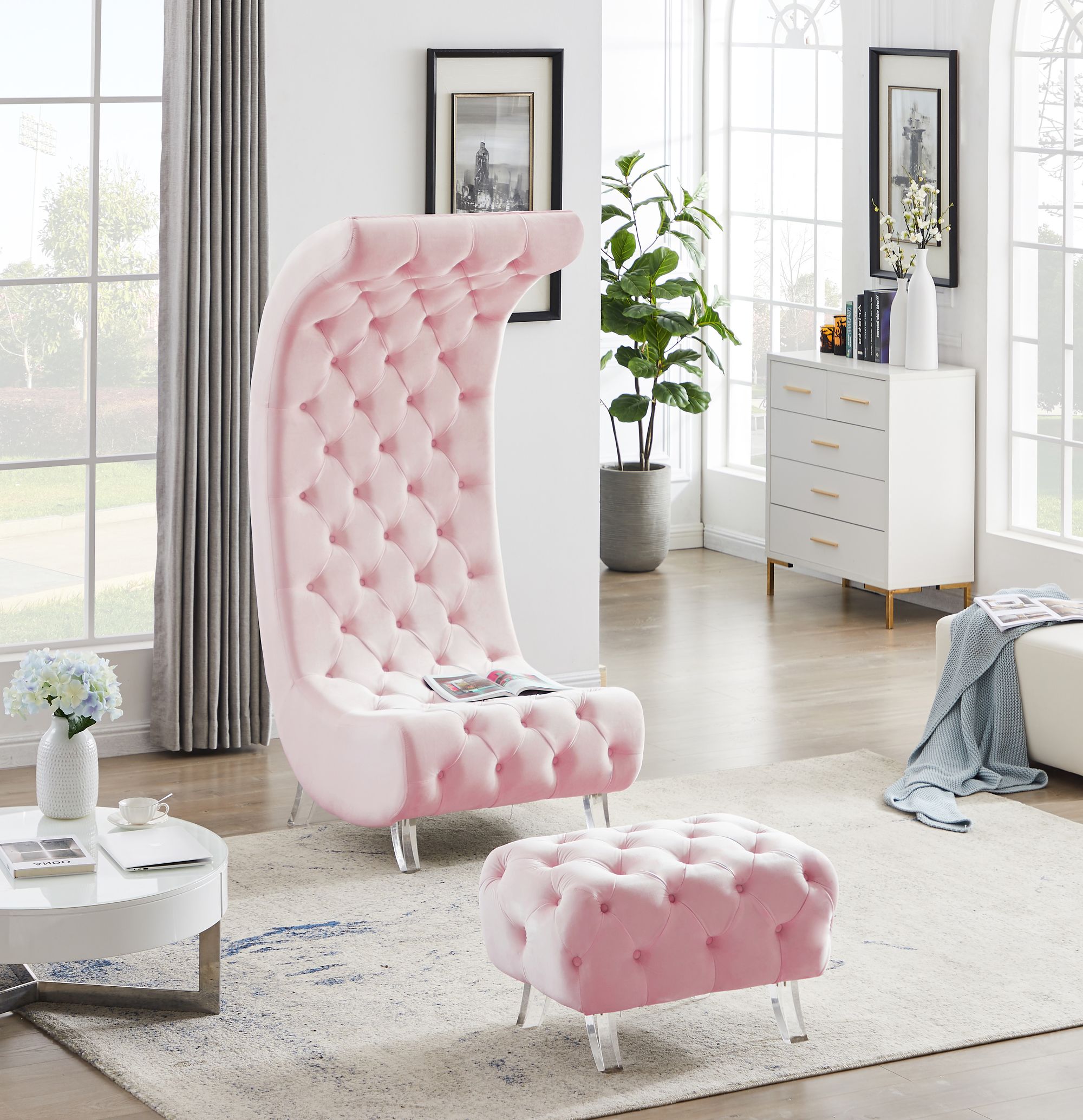 Crescent Velvet Chair