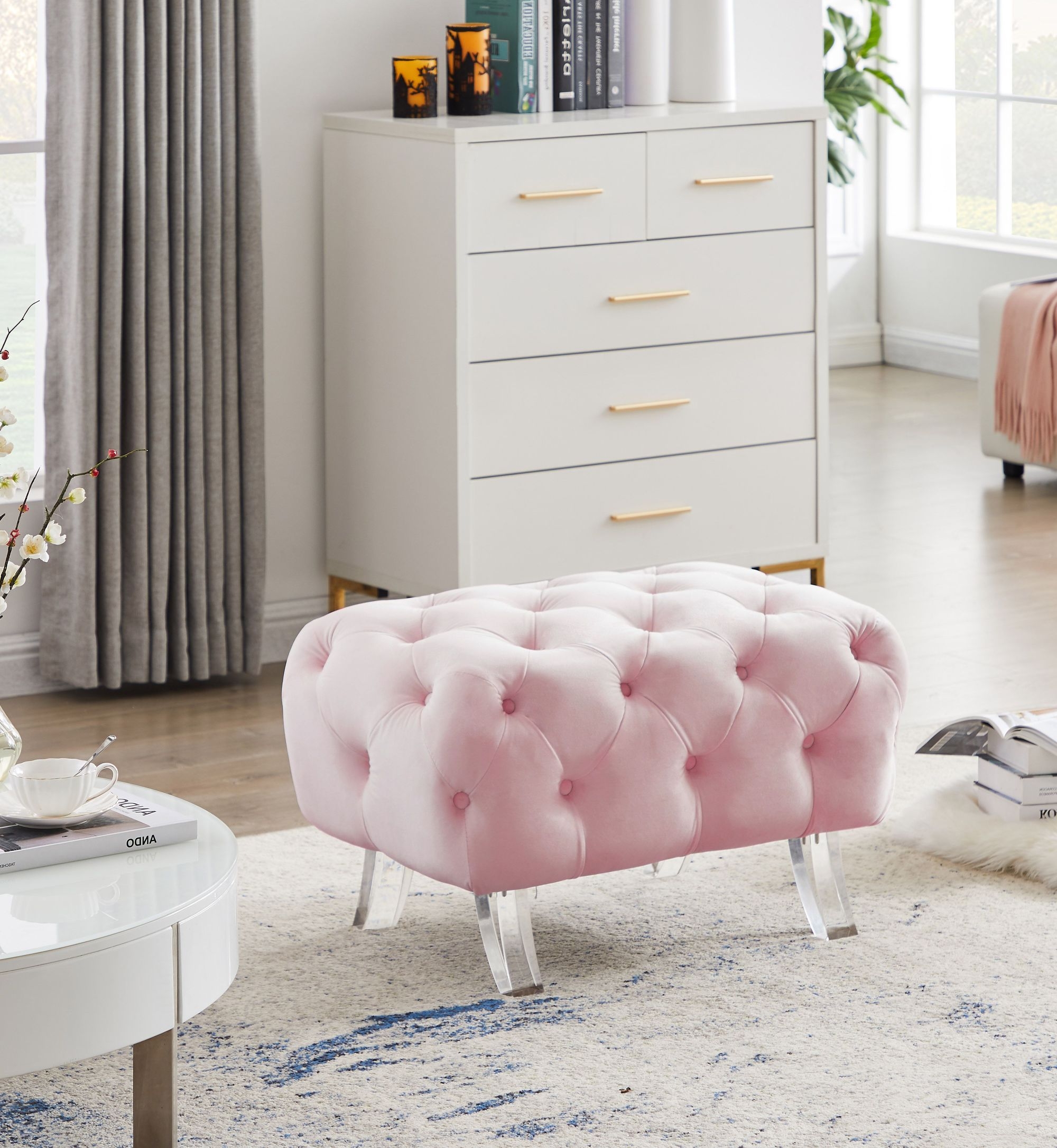 Crescent Velvet Ottoman