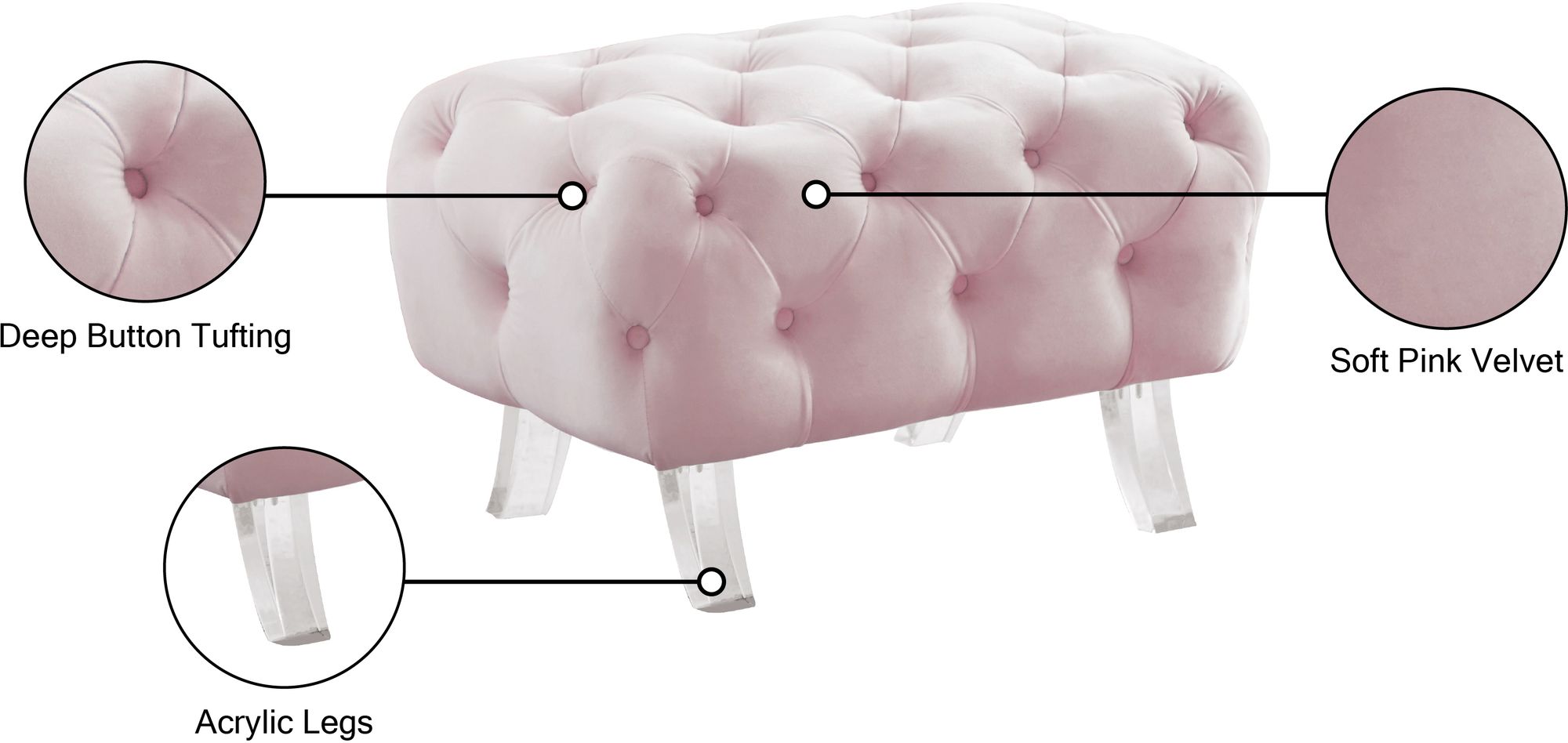 Crescent Velvet Ottoman