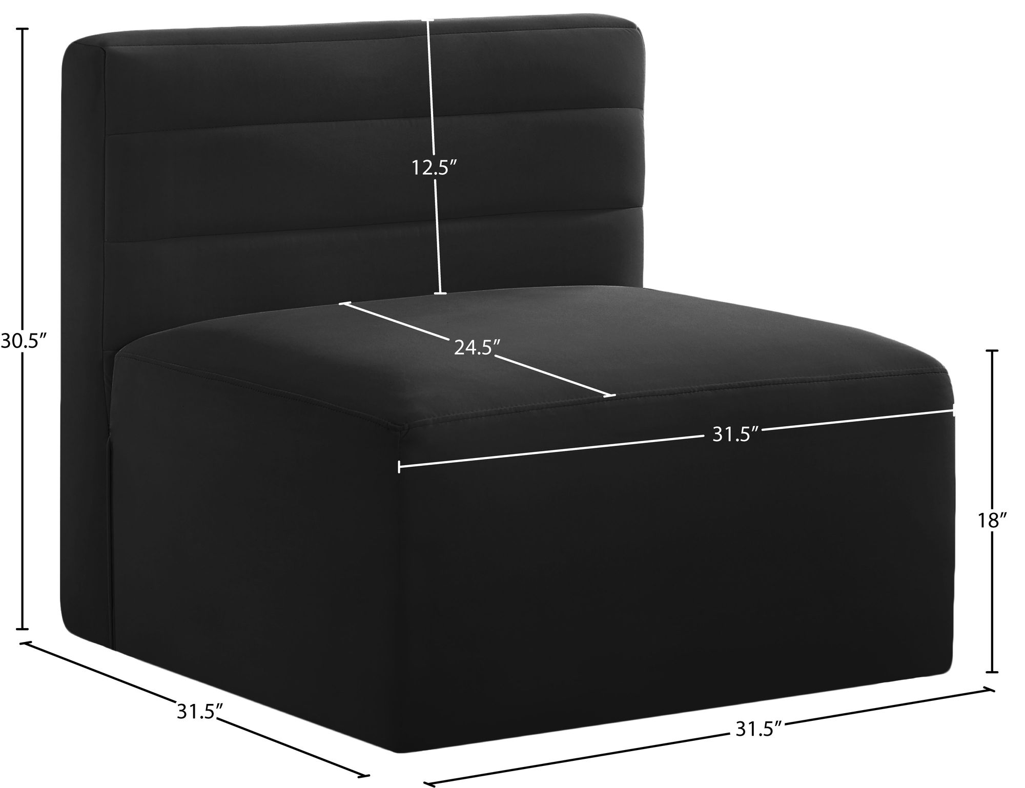 Quincy Velvet Modular Comfort Armless Chair