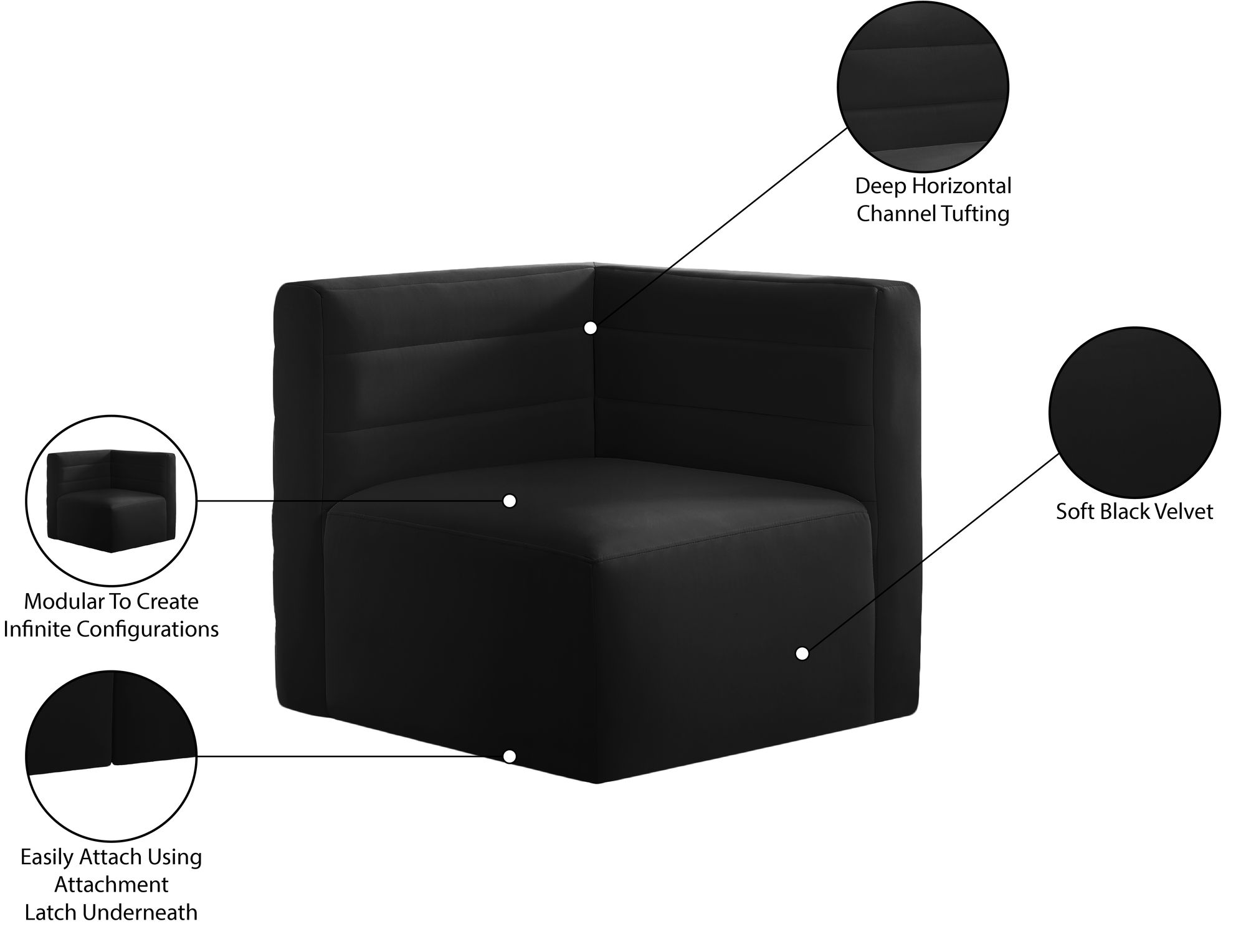 Quincy Velvet Modular Comfort Corner Chair