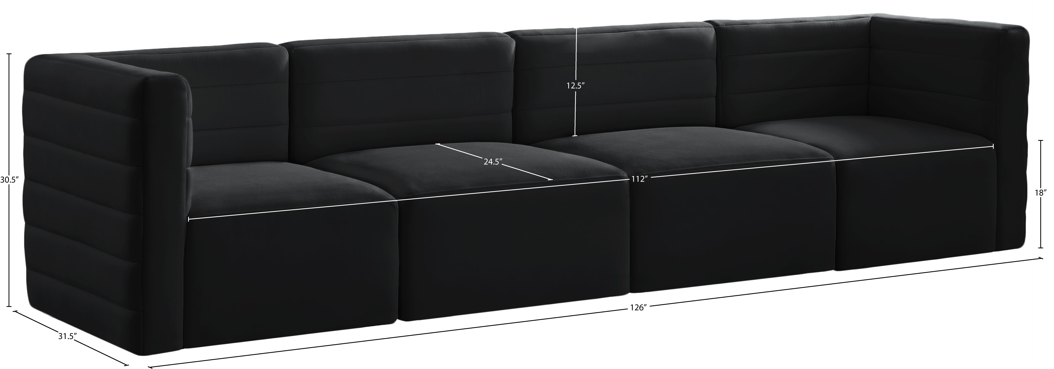 Quincy 126" Velvet Modular Comfort Sofa
