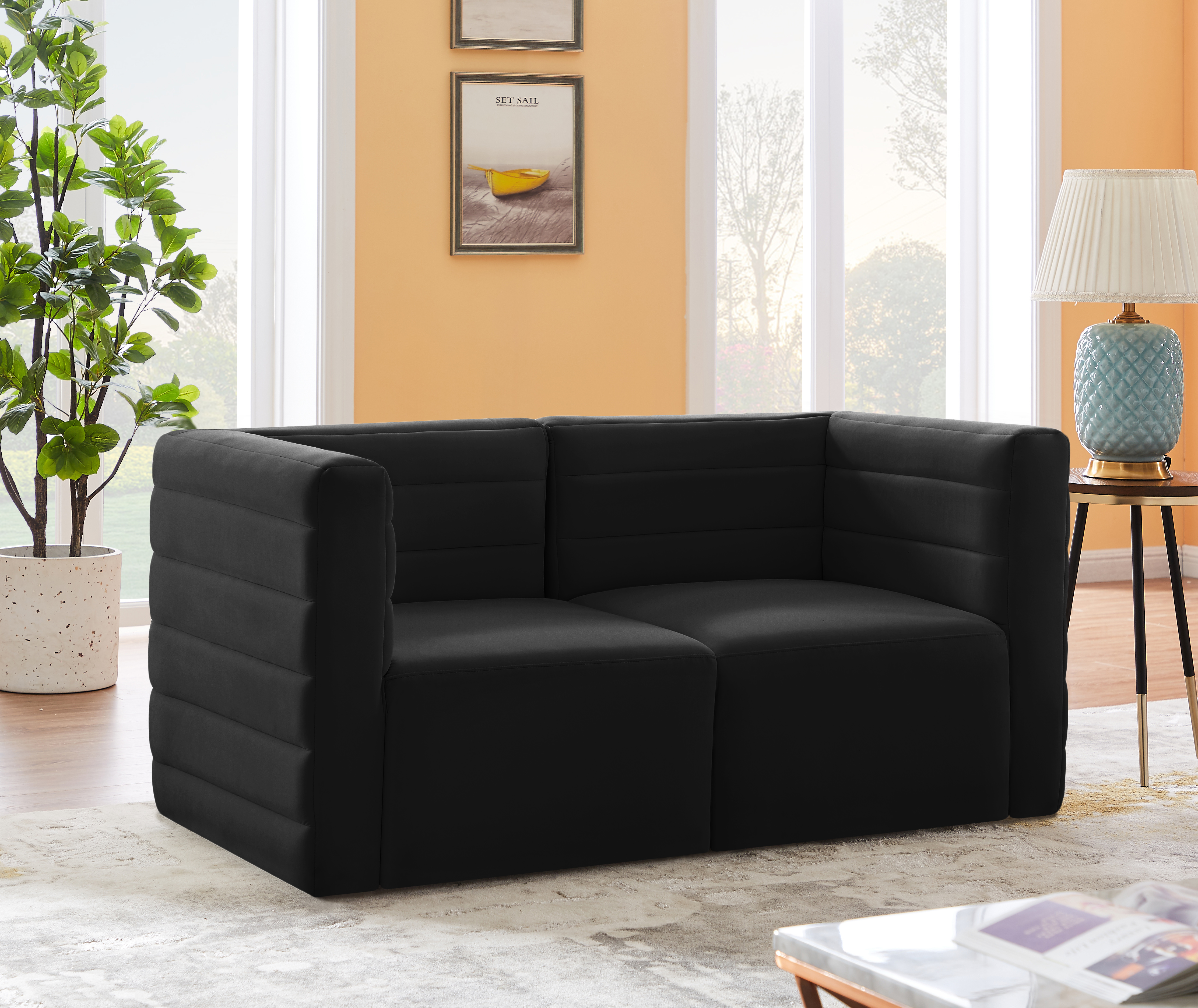 Quincy 63" Velvet Modular Comfort Sofa