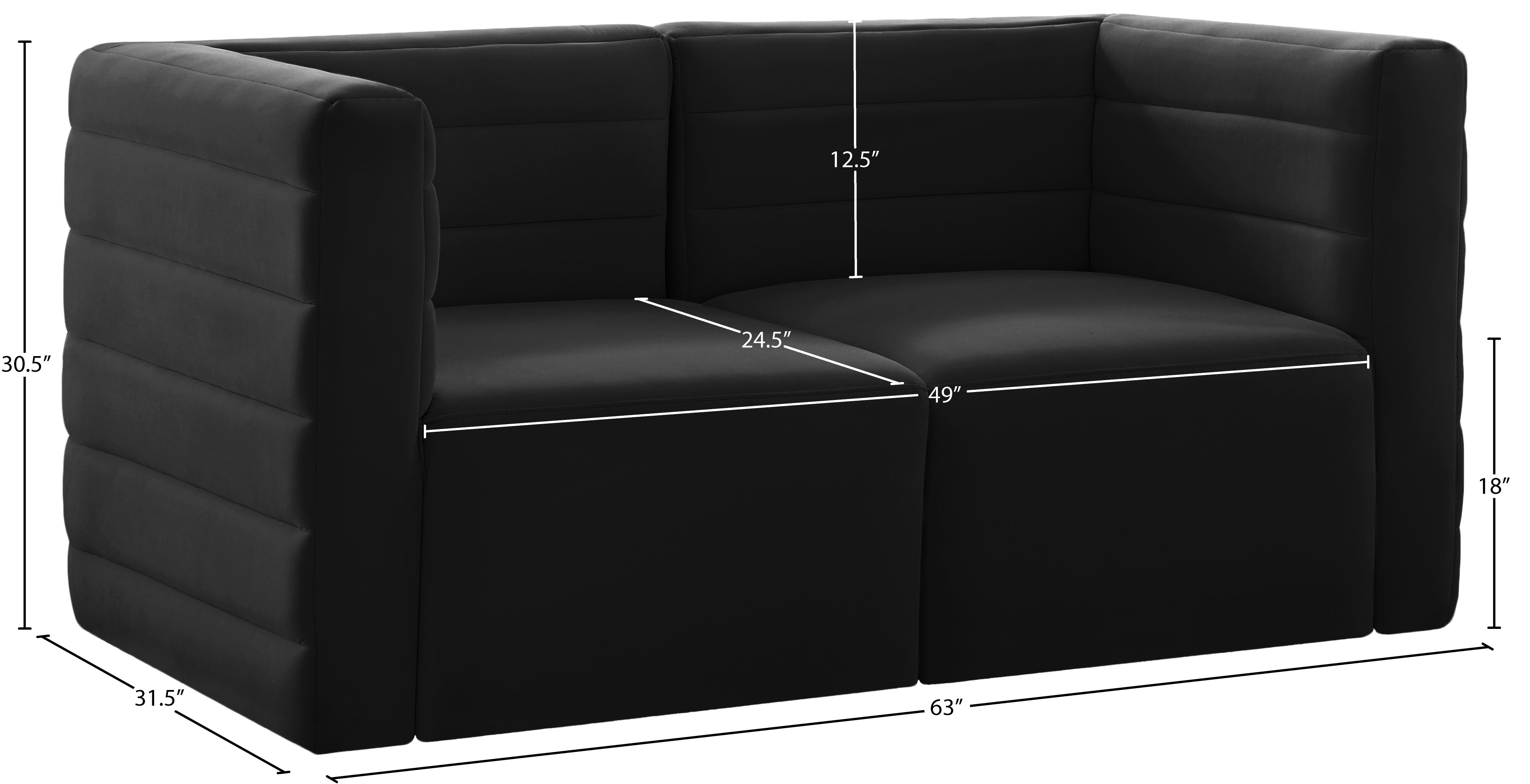 Quincy 63" Velvet Modular Comfort Sofa